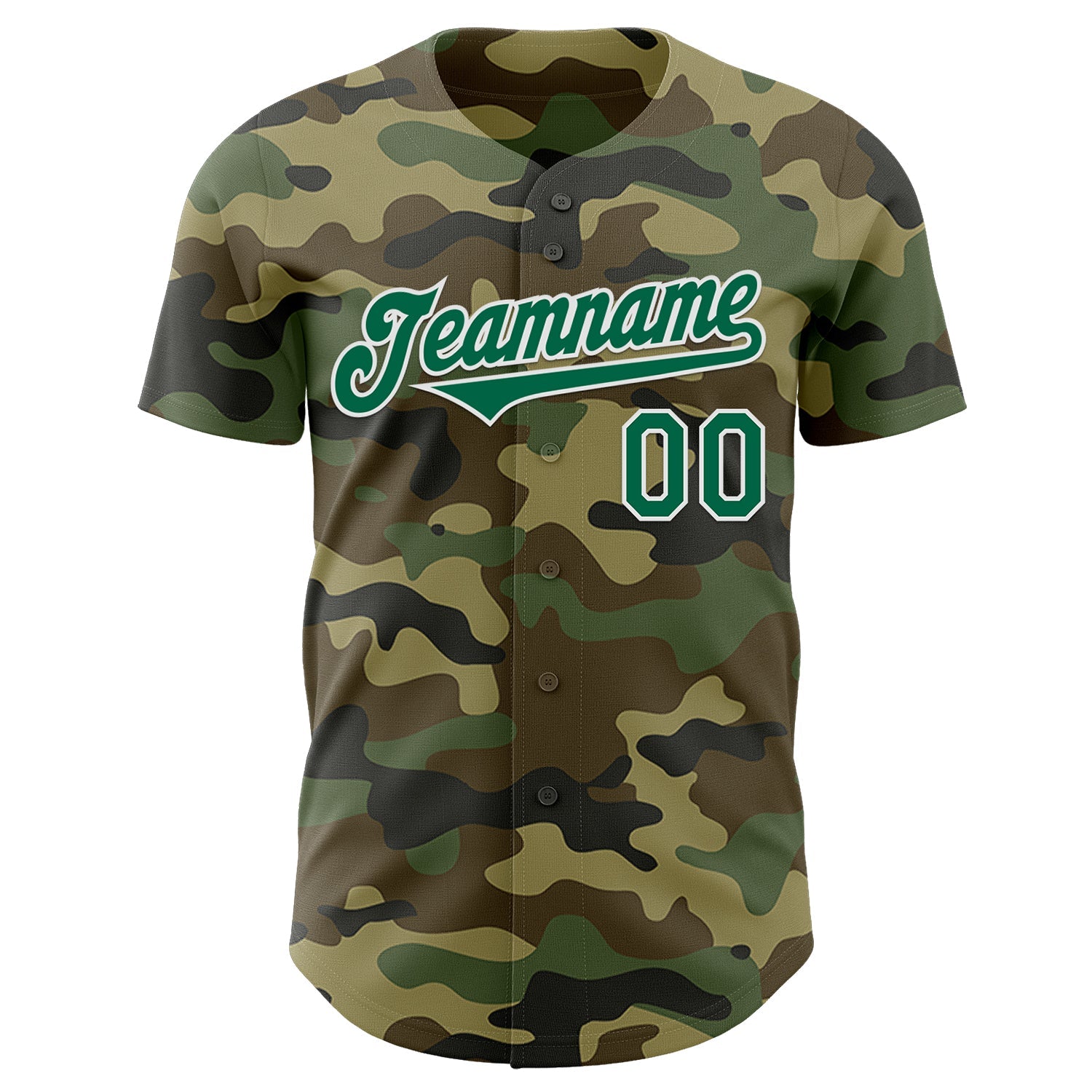 Custom Camo Kelly Green-White Authentic Salute To Service Baseball Jersey view 2