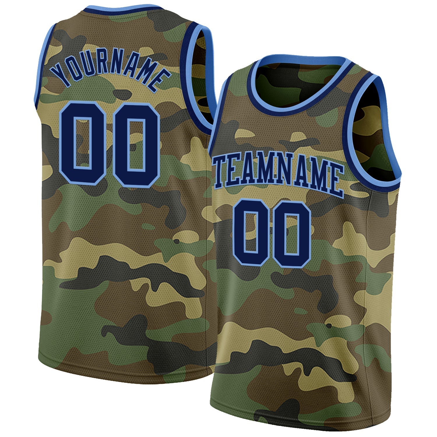 Custom Camo Navy-Light Blue Authentic Salute To Service Basketball Jersey - Main View