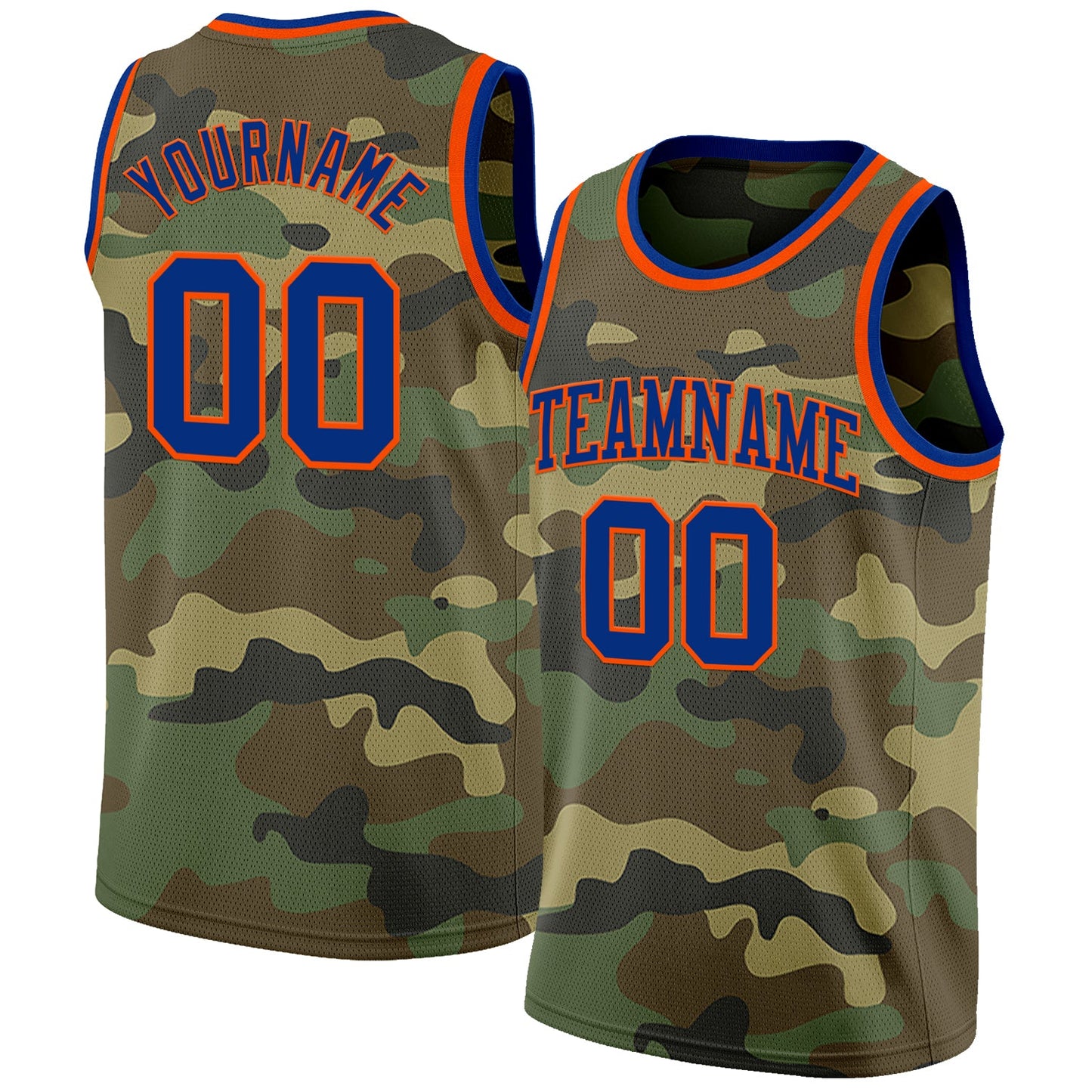 Custom Camo Royal-Orange Authentic Salute To Service Basketball Jersey - Main View