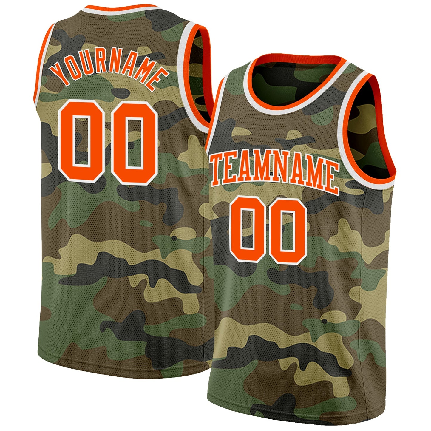 Custom Camo Orange-White Authentic Salute To Service Basketball Jersey - Main View