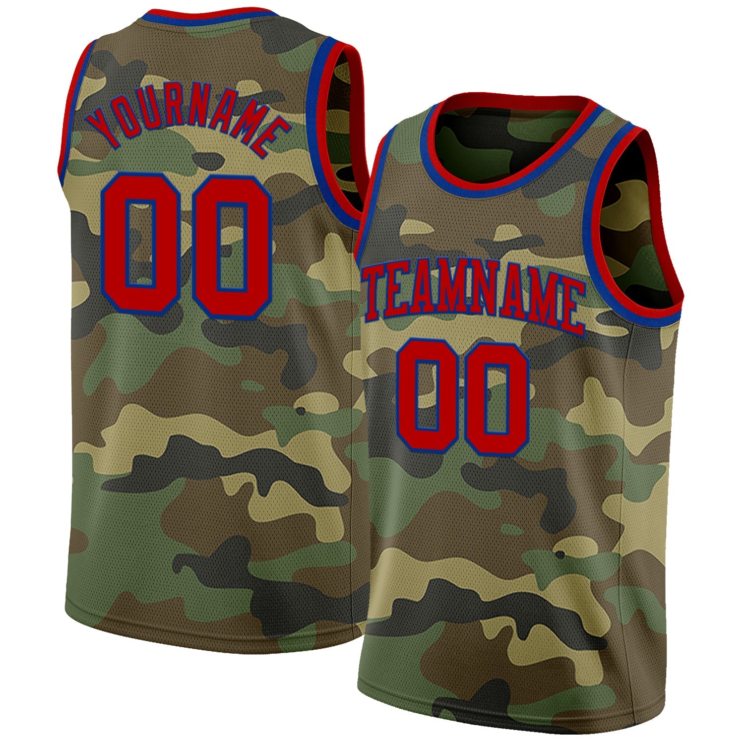 Custom Camo Red-Royal Authentic Salute To Service Basketball Jersey - Main View