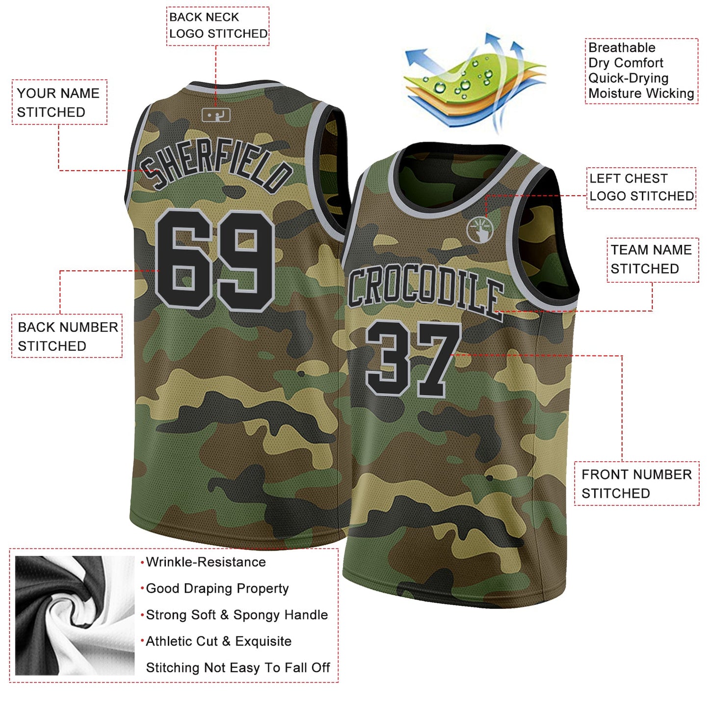 Custom Camo Black-Gray Authentic Salute To Service Basketball Jersey view 2