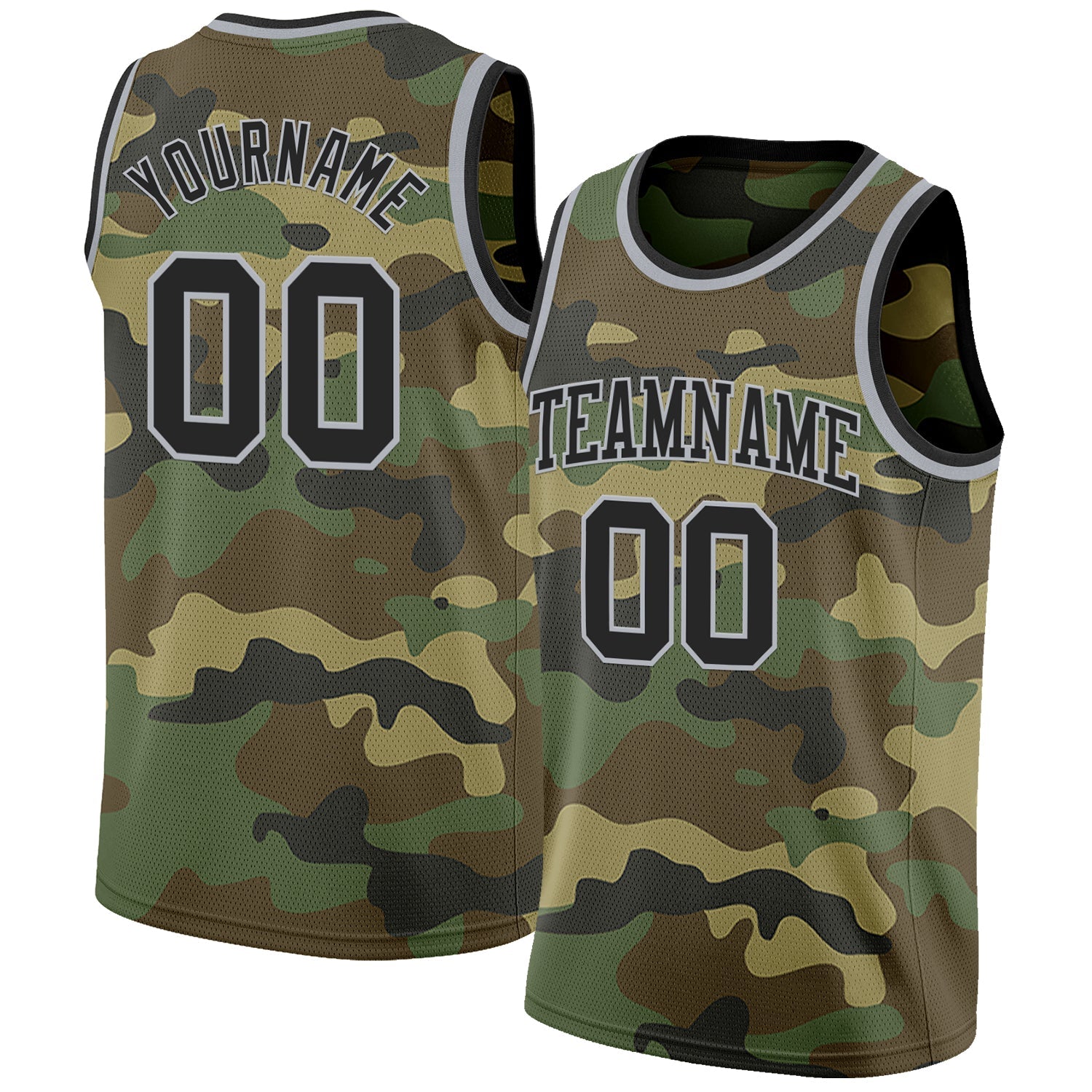 Custom Camo Black-Gray Authentic Salute To Service Basketball Jersey - Main View