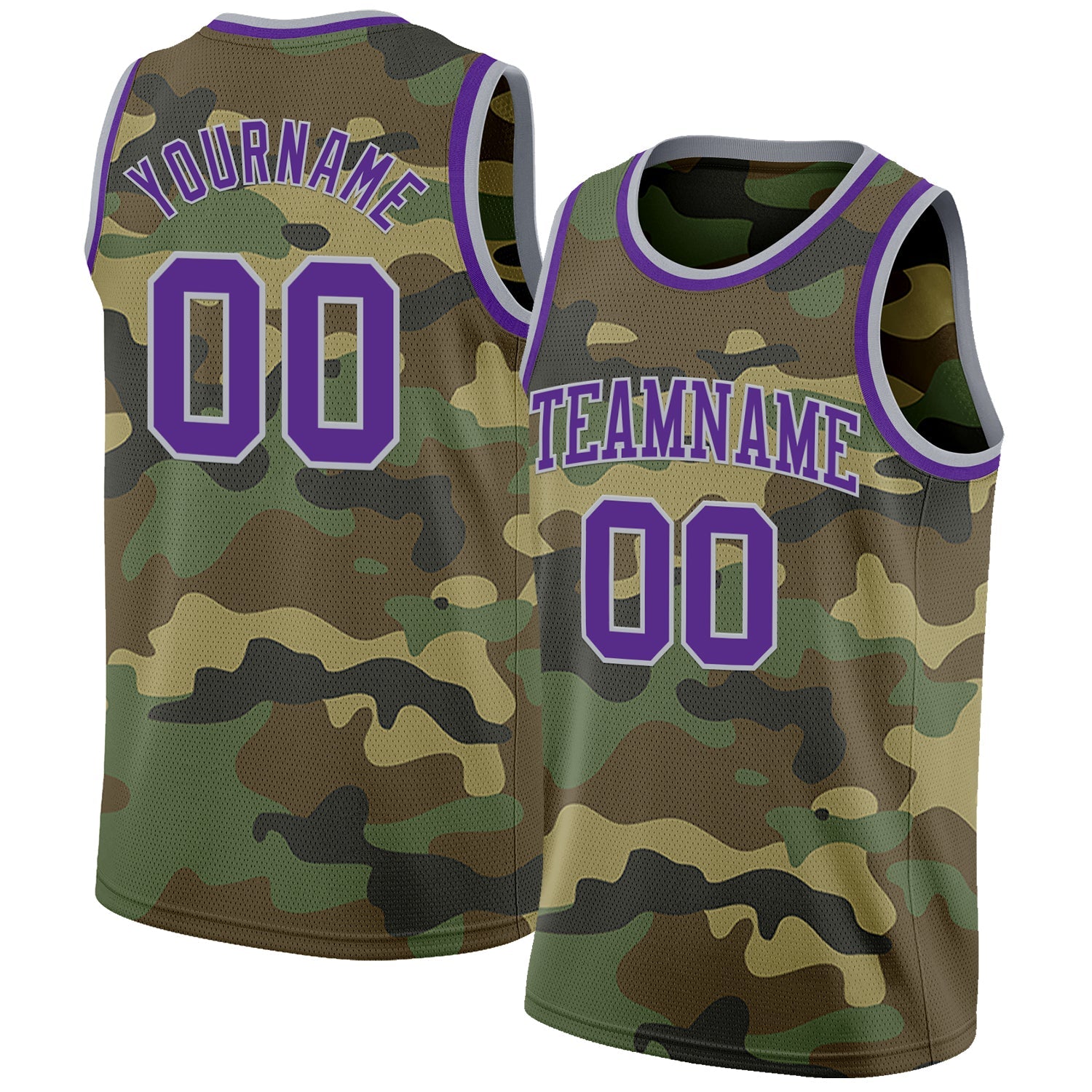 Custom Camo Purple-Gray Authentic Salute To Service Basketball Jersey - Main View