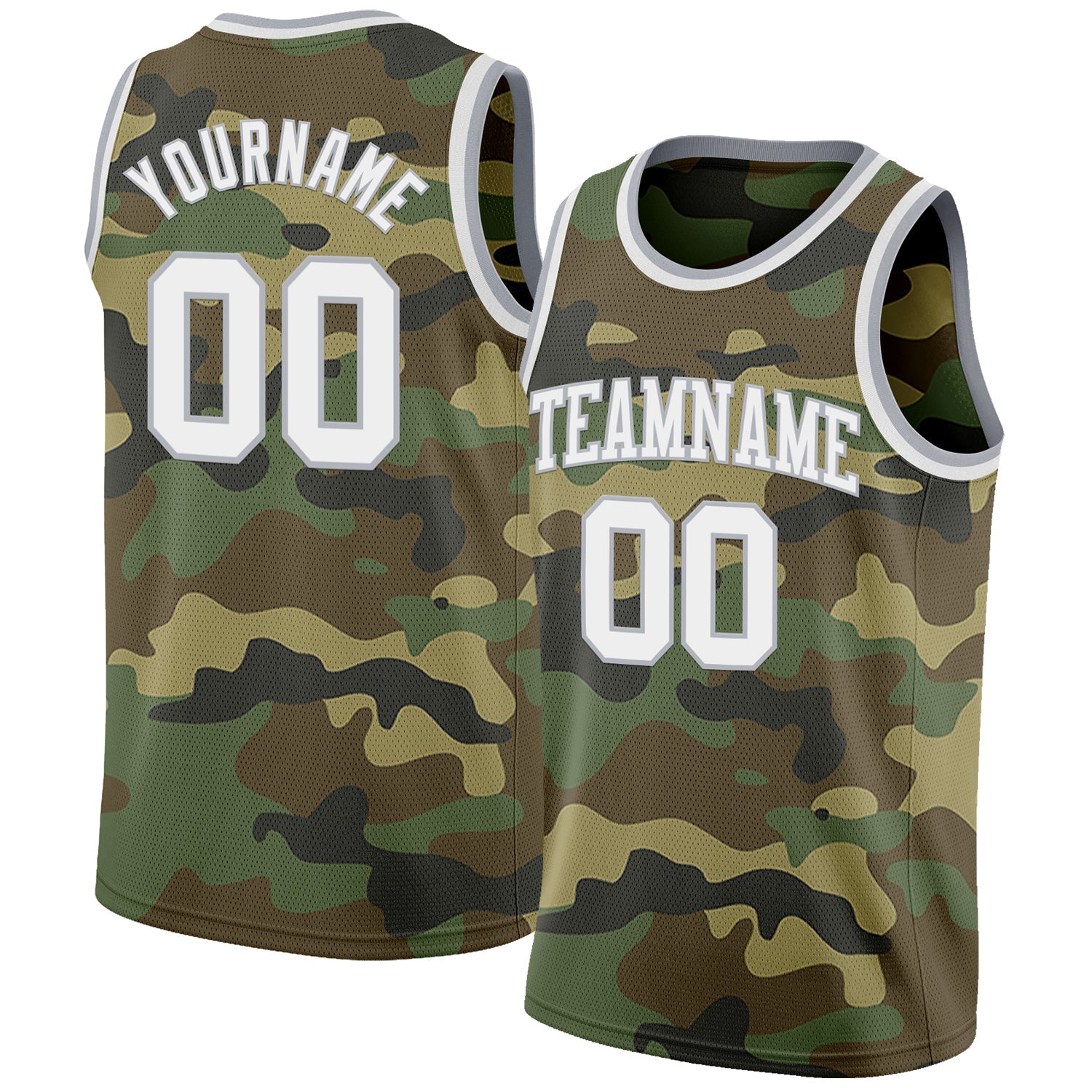 Custom Camo White-Gray Authentic Salute To Service Basketball Jersey - Main View