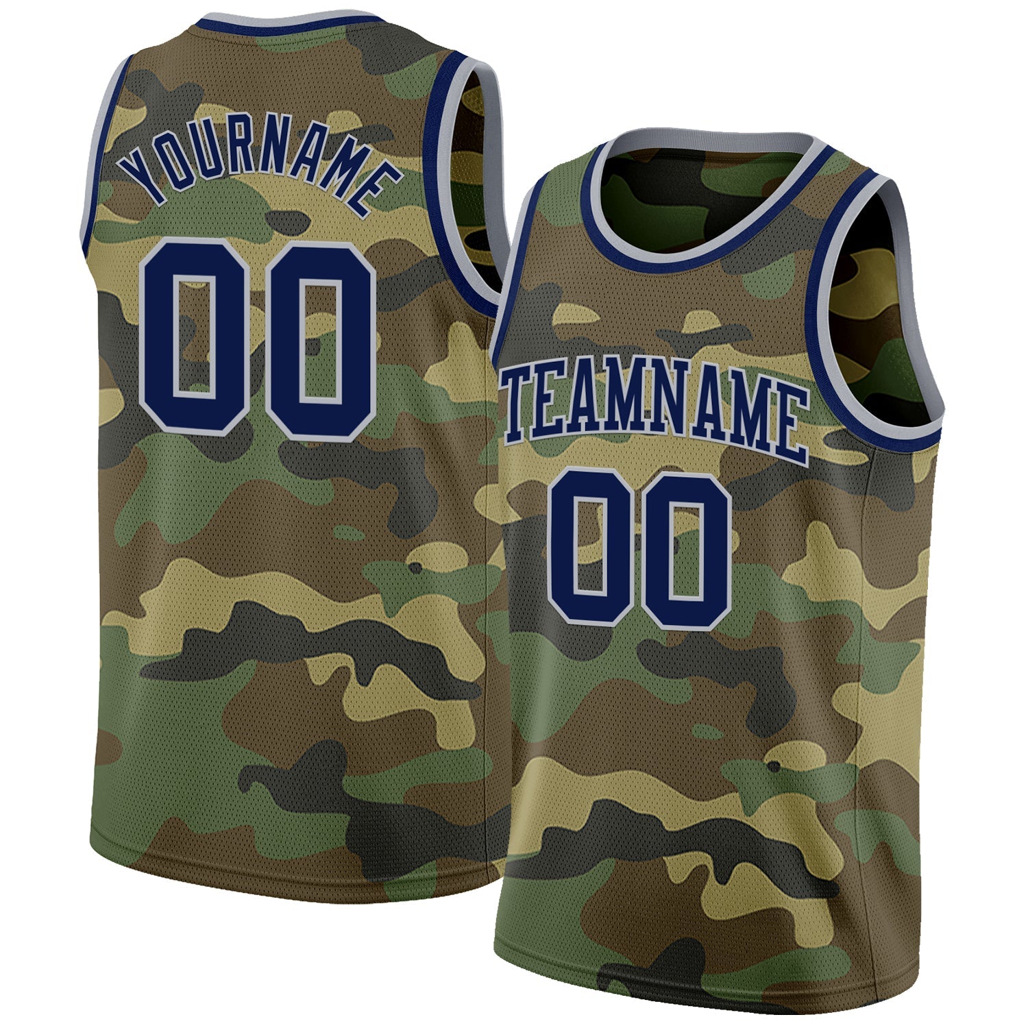 Custom Camo Navy-Gray Authentic Salute To Service Basketball Jersey - Main View