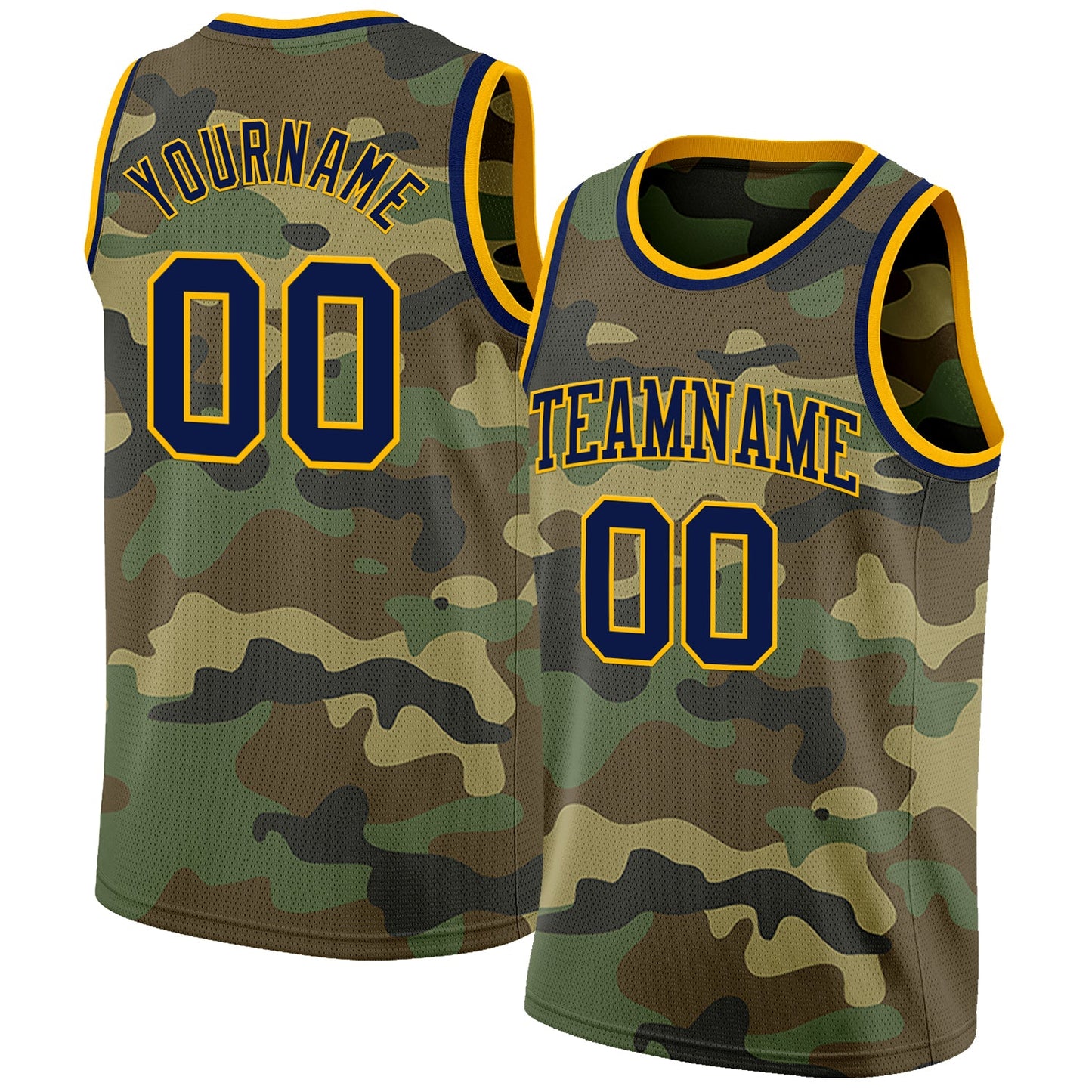 Custom Camo Navy-Gold Authentic Salute To Service Basketball Jersey - Main View