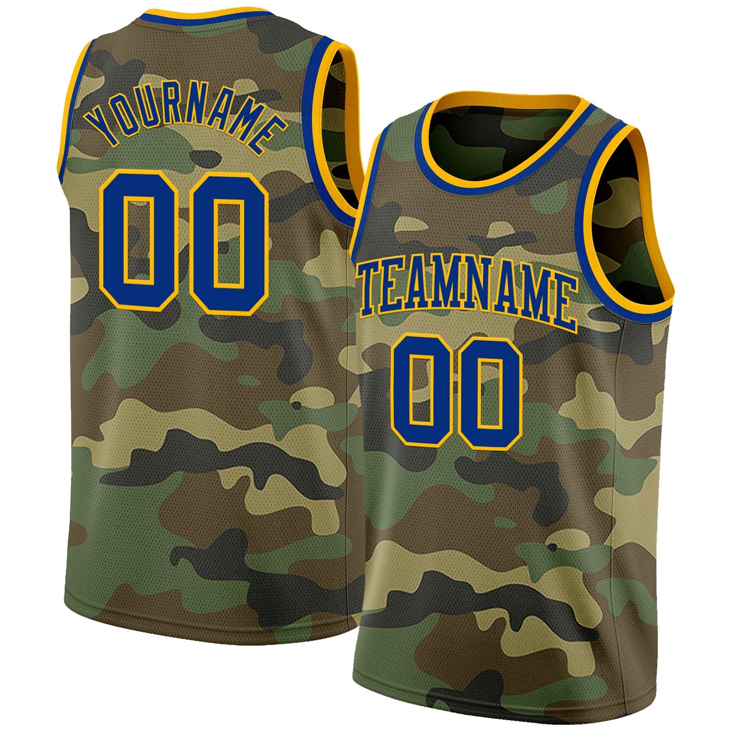 Custom Camo Royal-Gold Authentic Salute To Service Basketball Jersey - Main View
