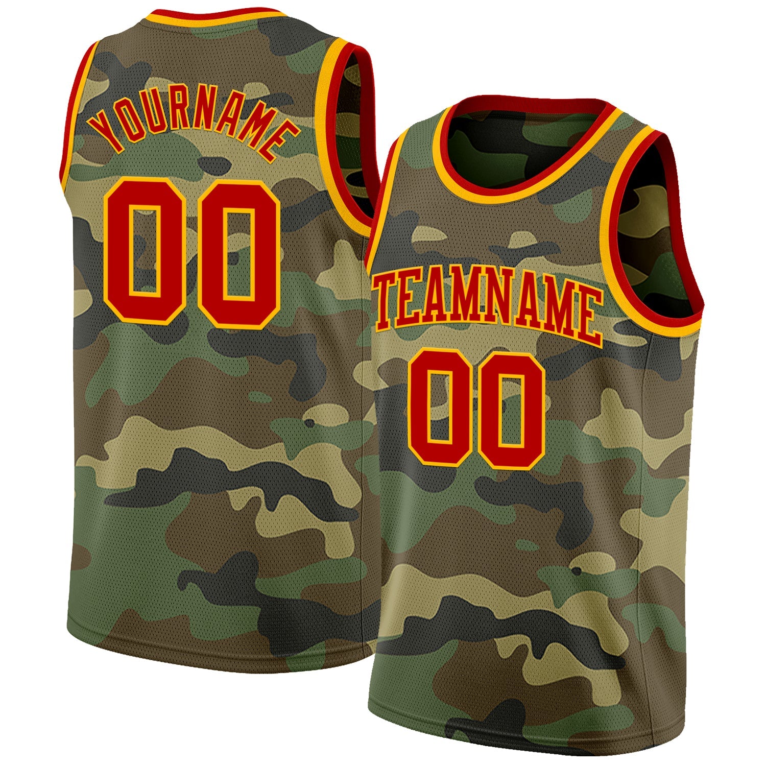Custom Camo Red-Gold Authentic Salute To Service Basketball Jersey - Main View