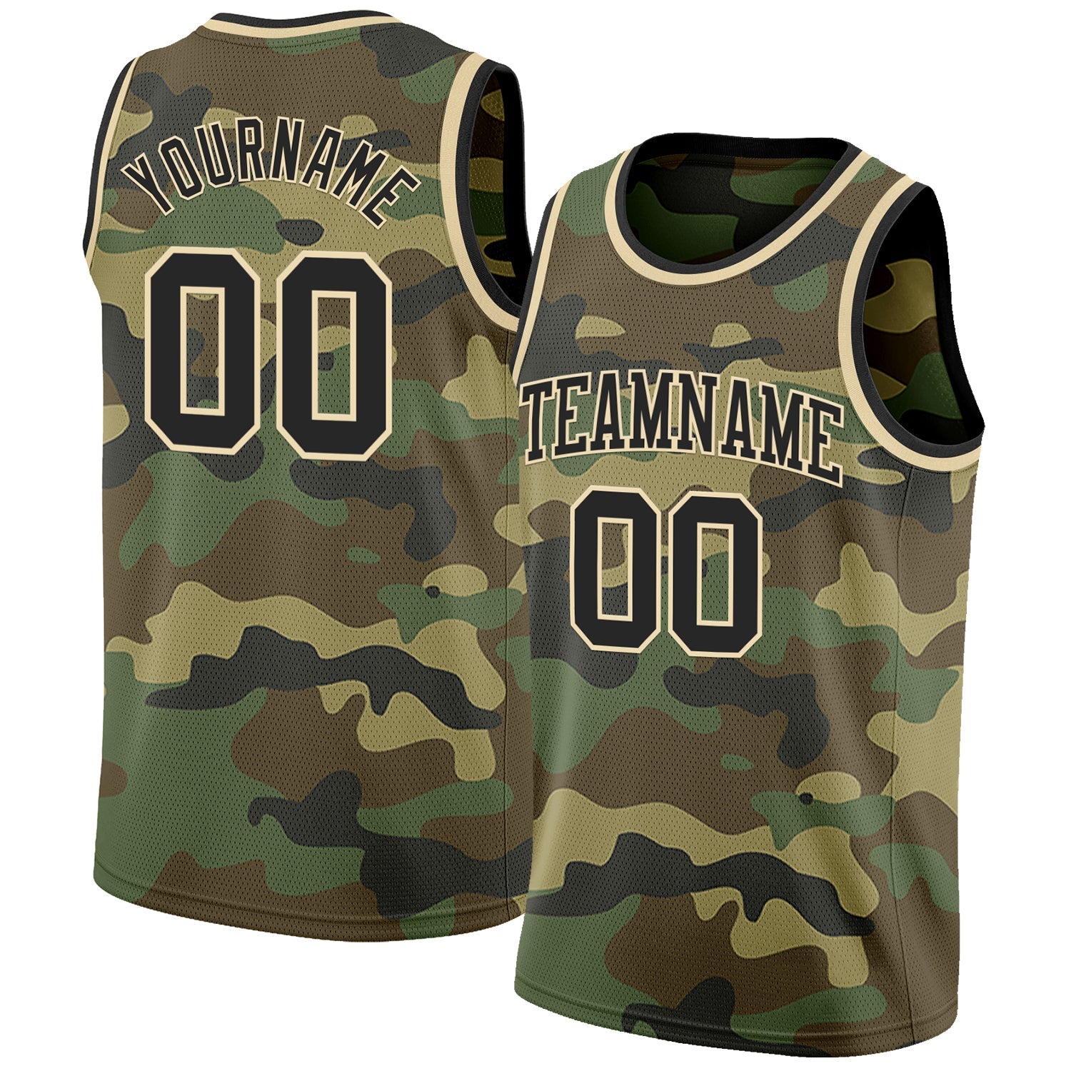 Custom Camo Black-Cream Authentic Salute To Service Basketball Jersey - Main View