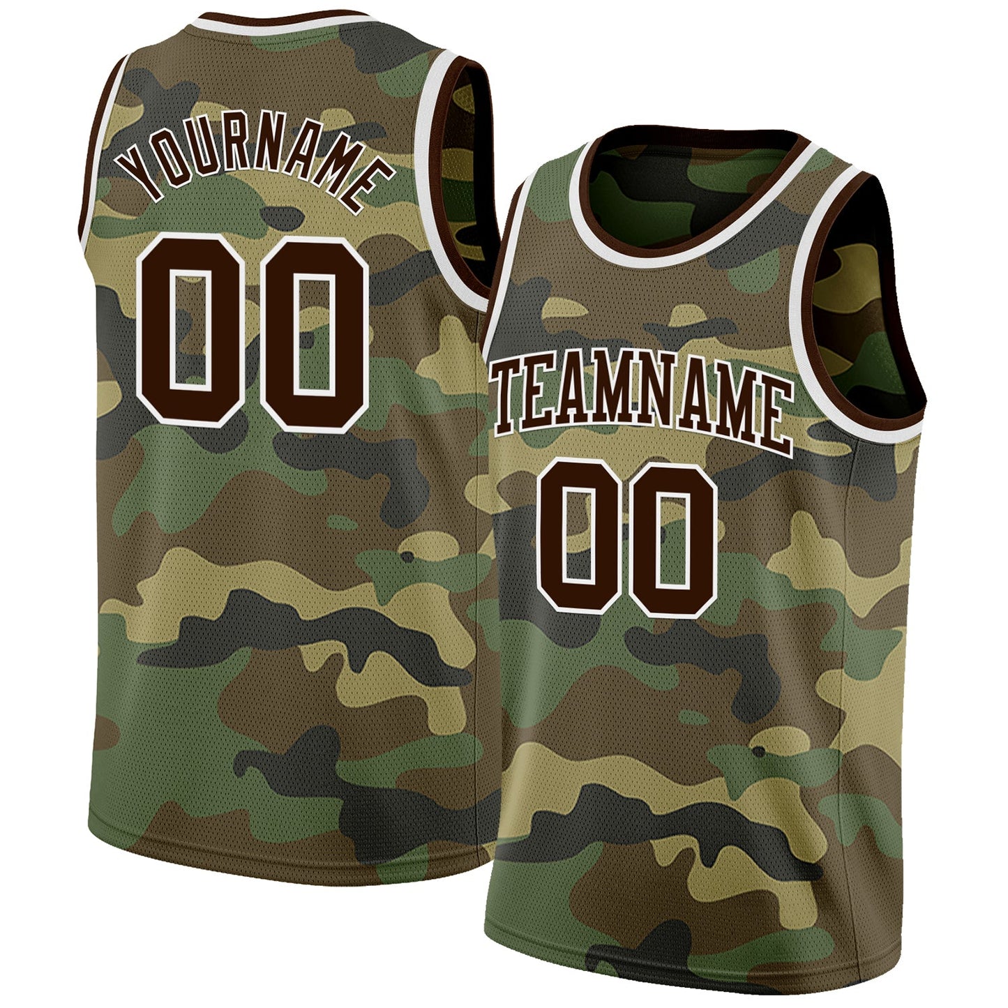 Custom Camo Brown-White Authentic Salute To Service Basketball Jersey - Main View