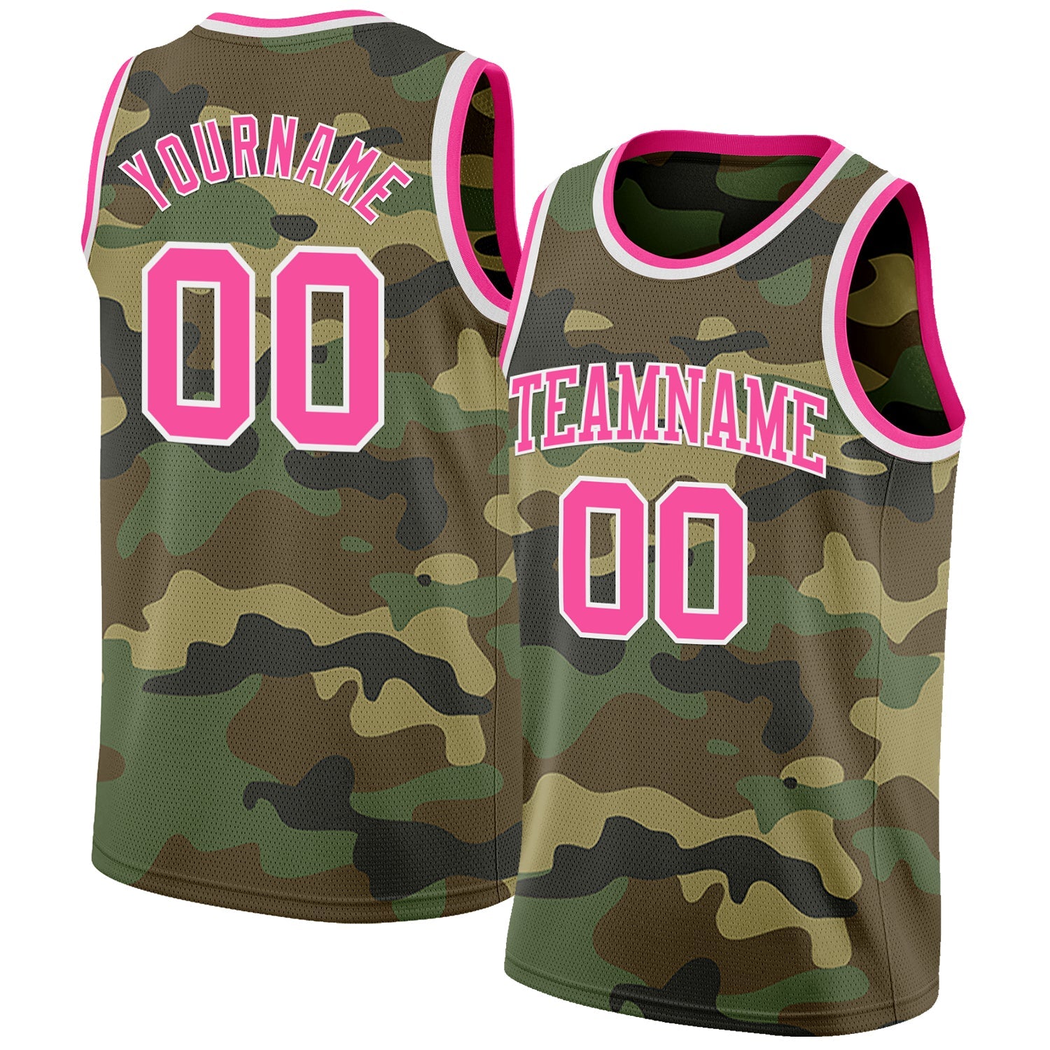 Custom Camo Pink-White Authentic Salute To Service Basketball Jersey - Main View
