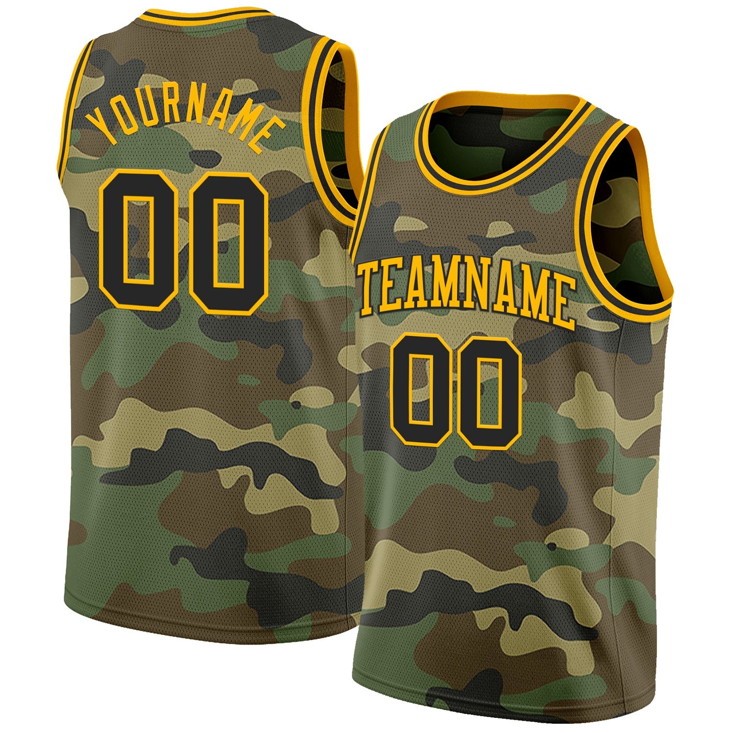 Custom Camo Black-Gold Authentic Salute To Service Basketball Jersey - Main View