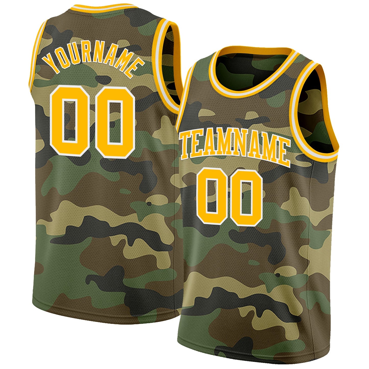 Custom Camo Gold-White Authentic Salute To Service Basketball Jersey - Main View