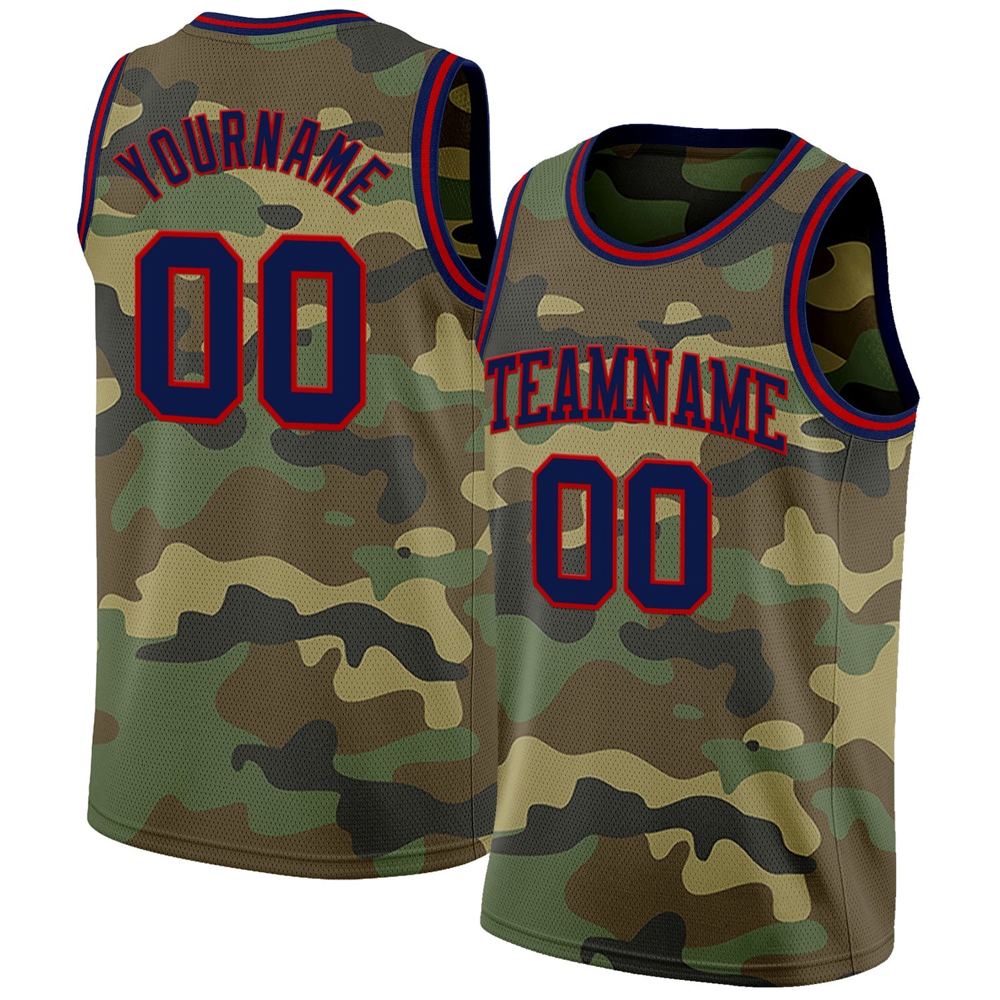 Custom Camo Navy-Red Authentic Salute To Service Basketball Jersey - Main View