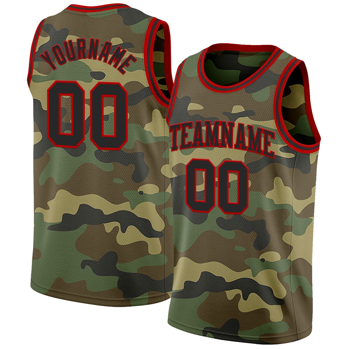 Custom Camo Black-Red Authentic Salute To Service Basketball Jersey - Main View