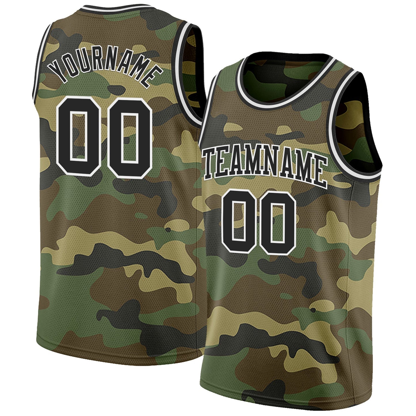 Custom Camo Black-White Authentic Salute To Service Basketball Jersey - Main View