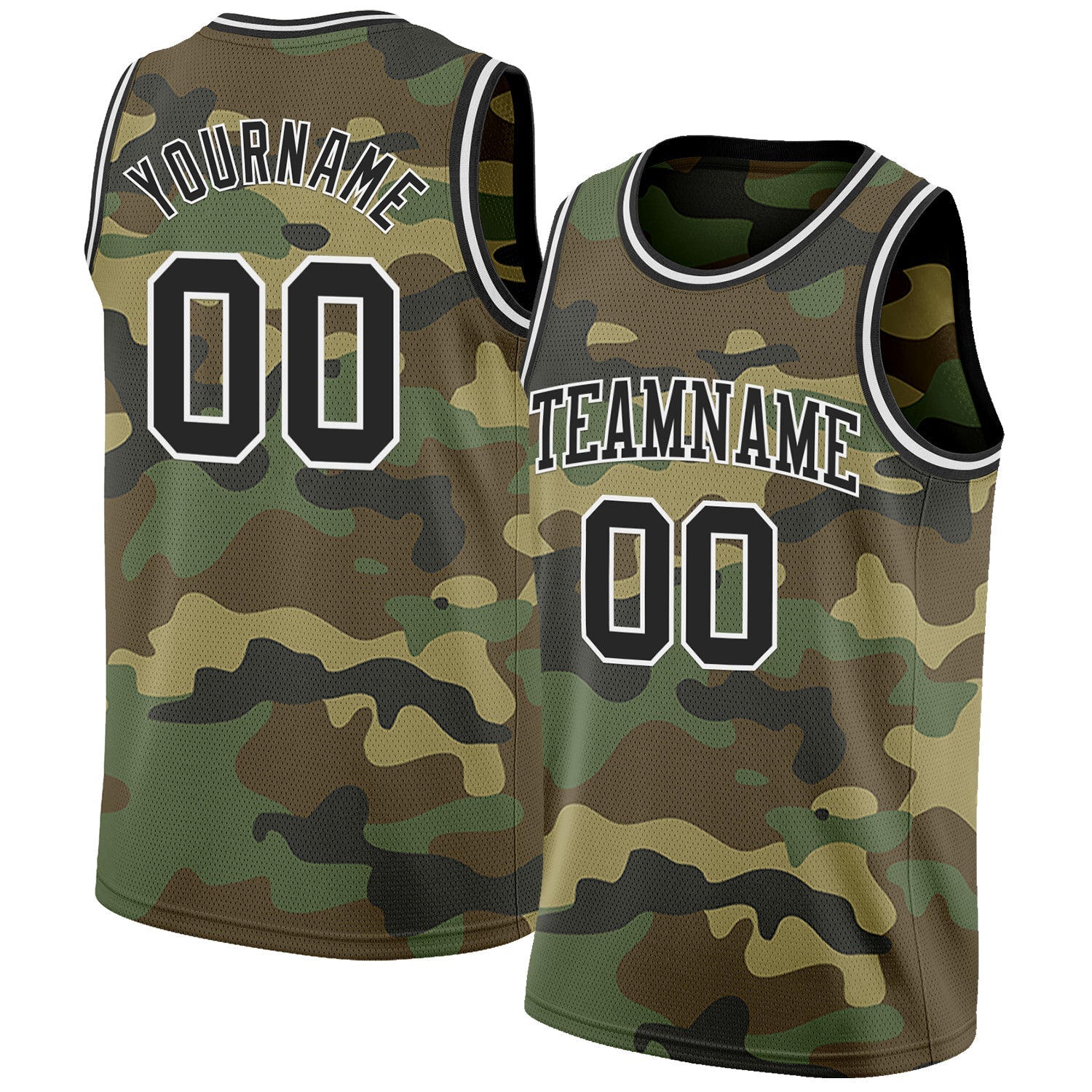Custom Camo Black-White Authentic Salute To Service Basketball Jersey - Main View