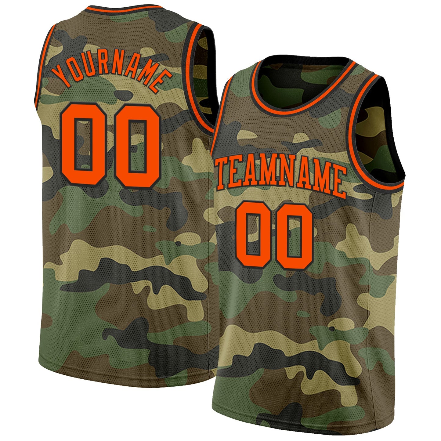 Custom Camo Orange-Black Authentic Salute To Service Basketball Jersey - Main View