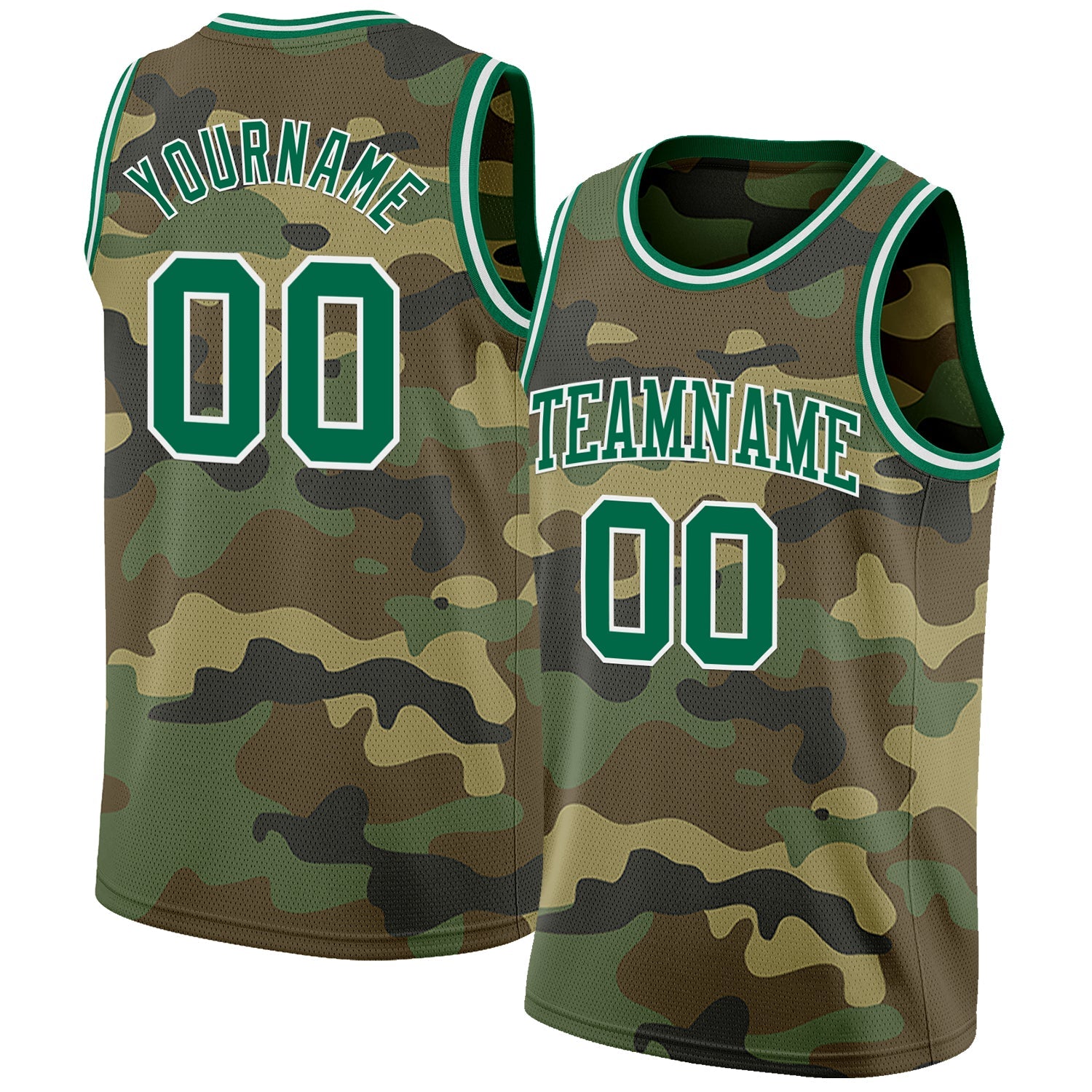 Custom Camo Kelly Green-White Authentic Salute To Service Basketball Jersey - Main View