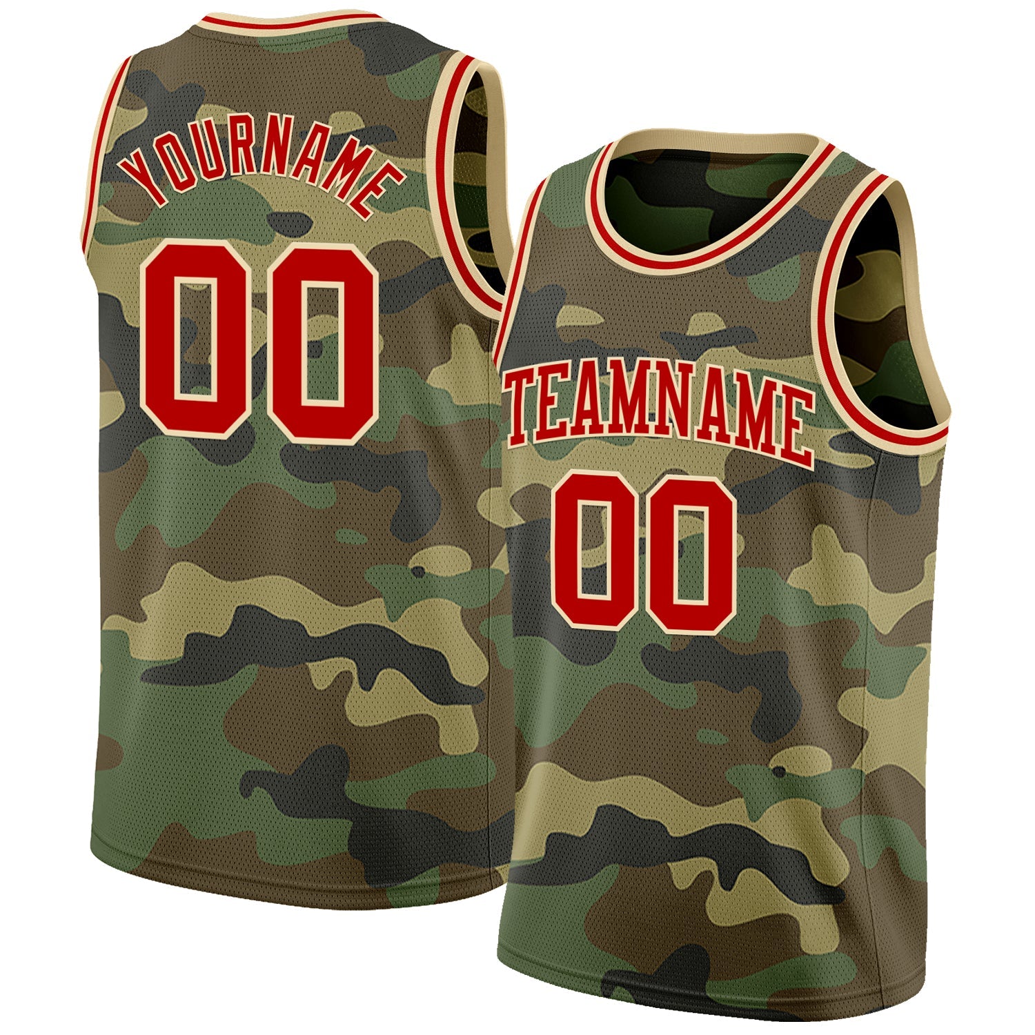 Custom Camo Red-Cream Authentic Salute To Service Basketball Jersey - Main View