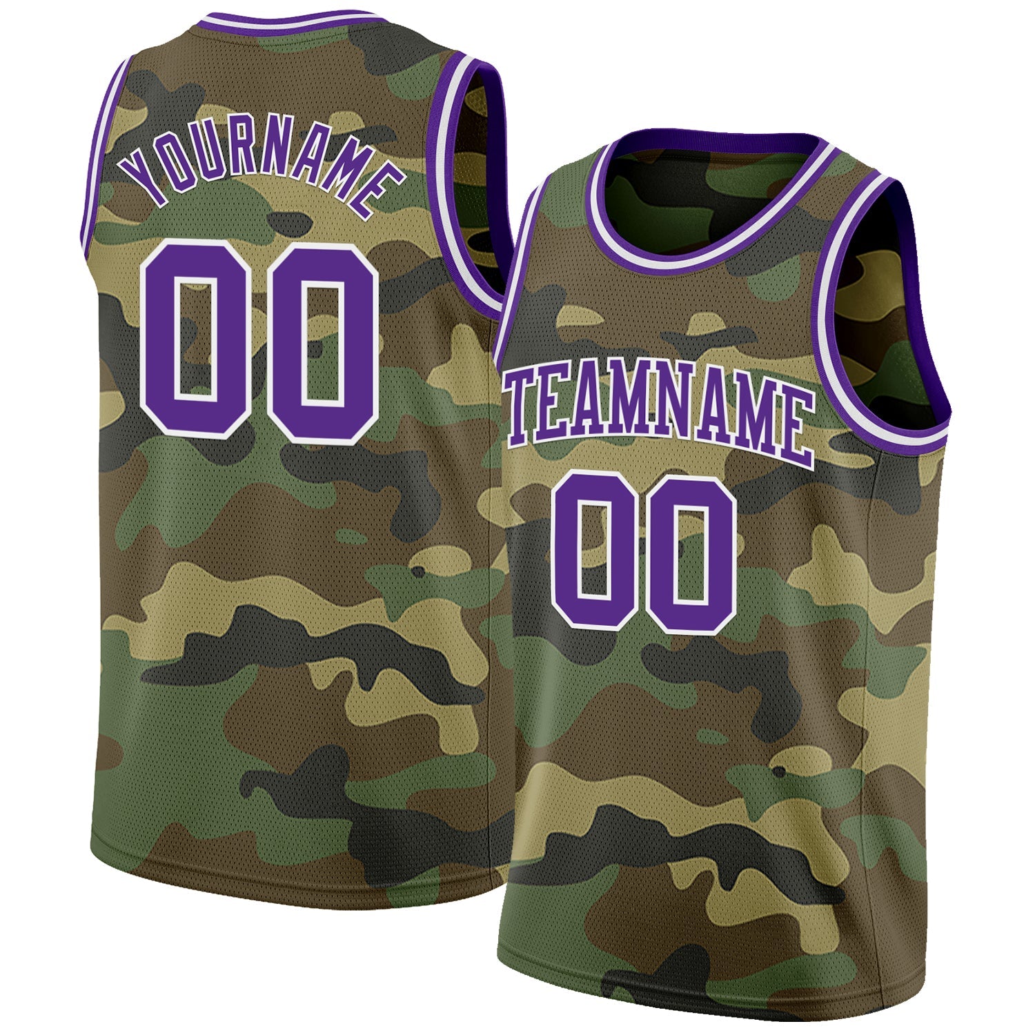 Custom Camo Purple-White Authentic Salute To Service Basketball Jersey - Main View