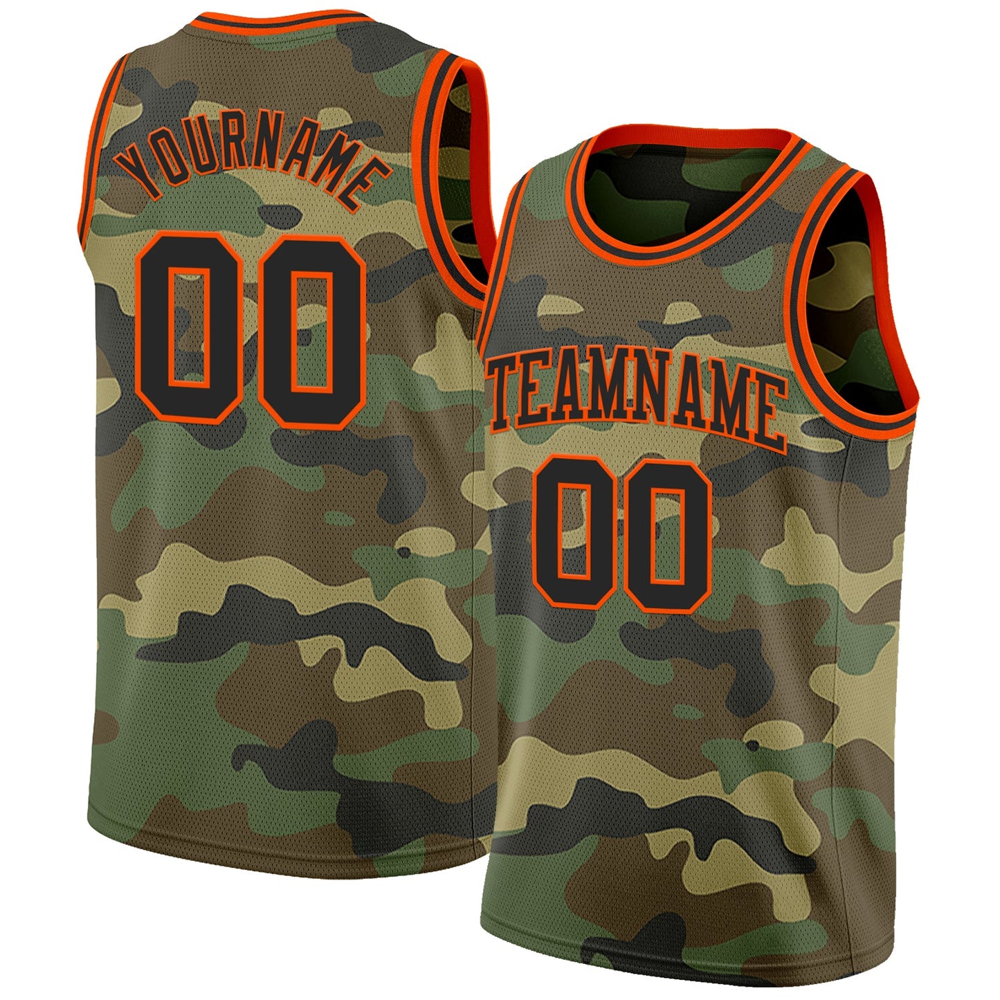 Custom Camo Black-Orange Authentic Salute To Service Basketball Jersey - Main View