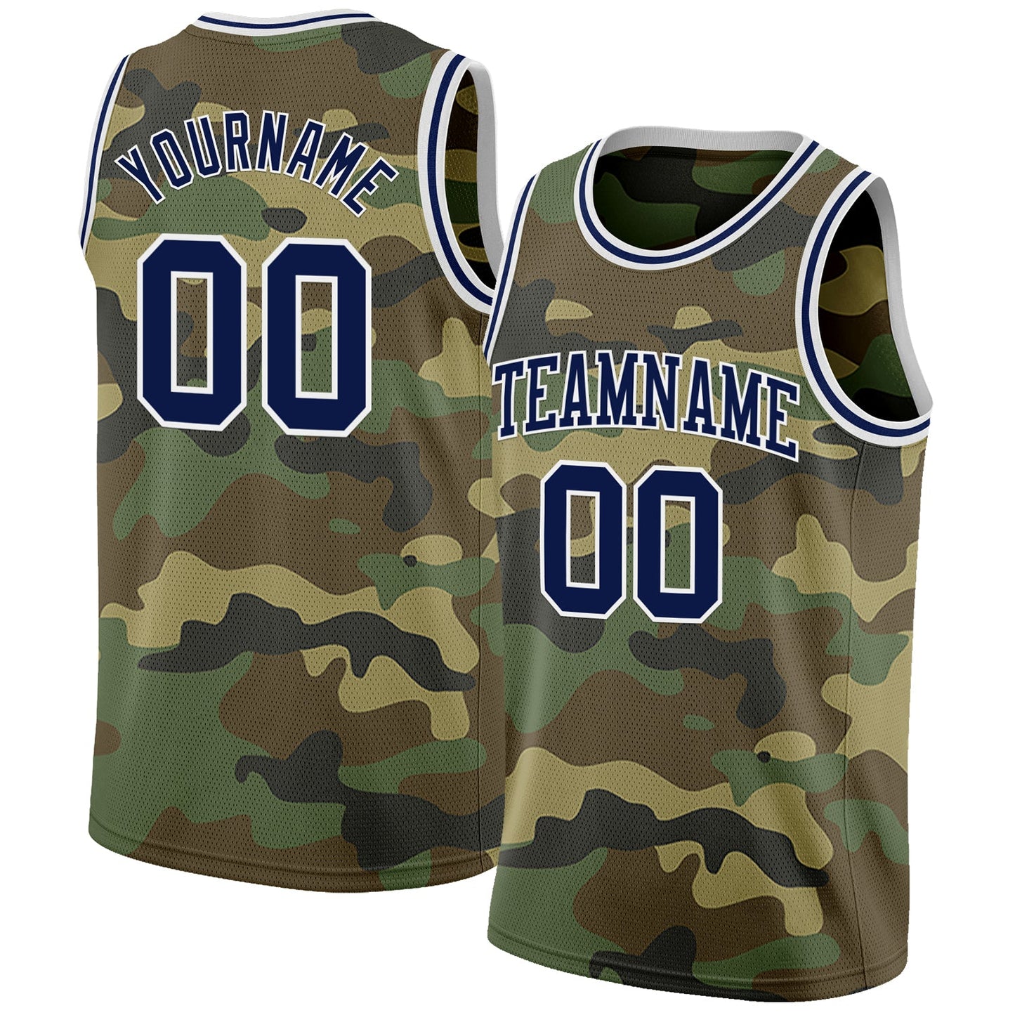 Custom Camo Navy-White Authentic Salute To Service Basketball Jersey - Main View