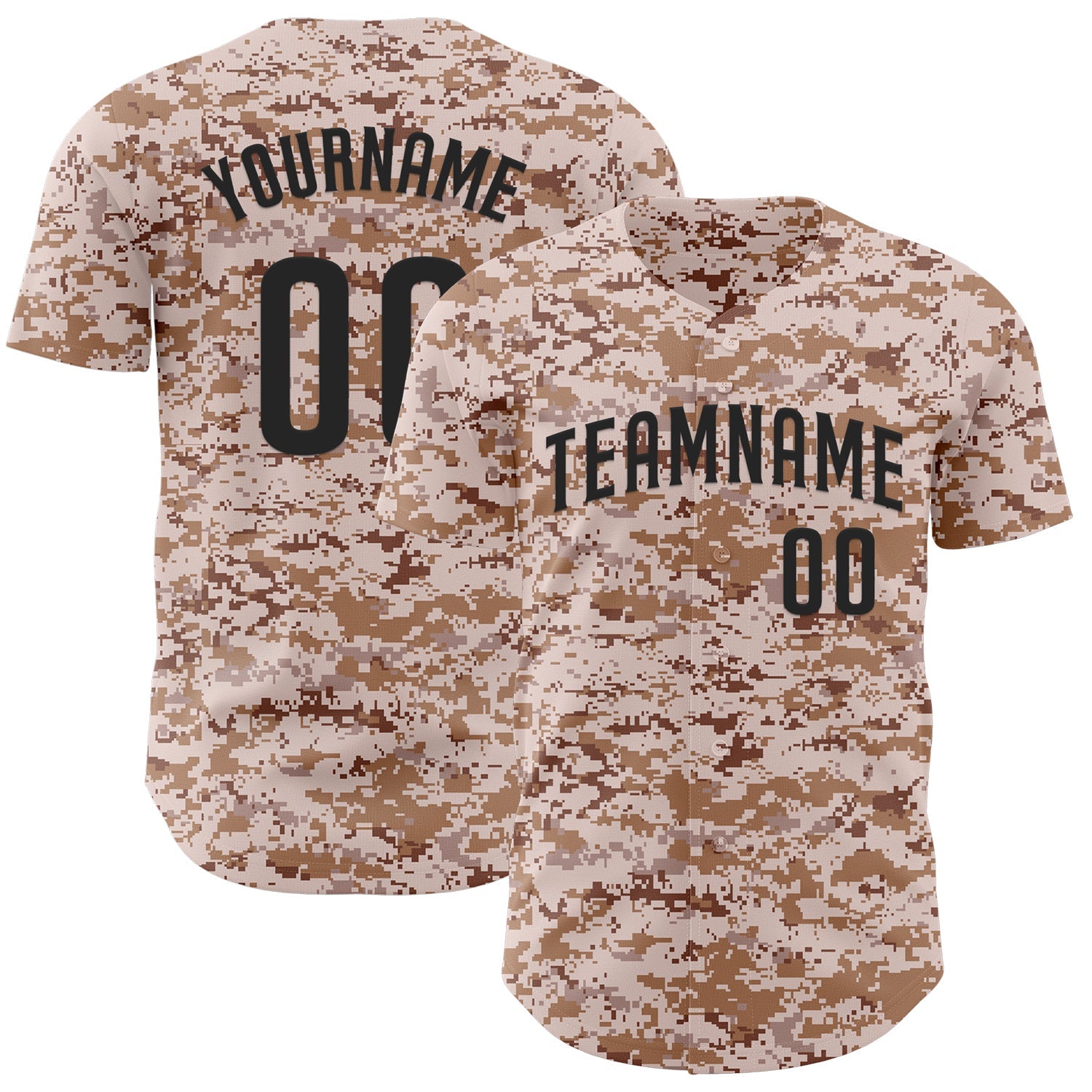 Custom Camo Black Authentic Salute To Service Baseball Jersey - Main View