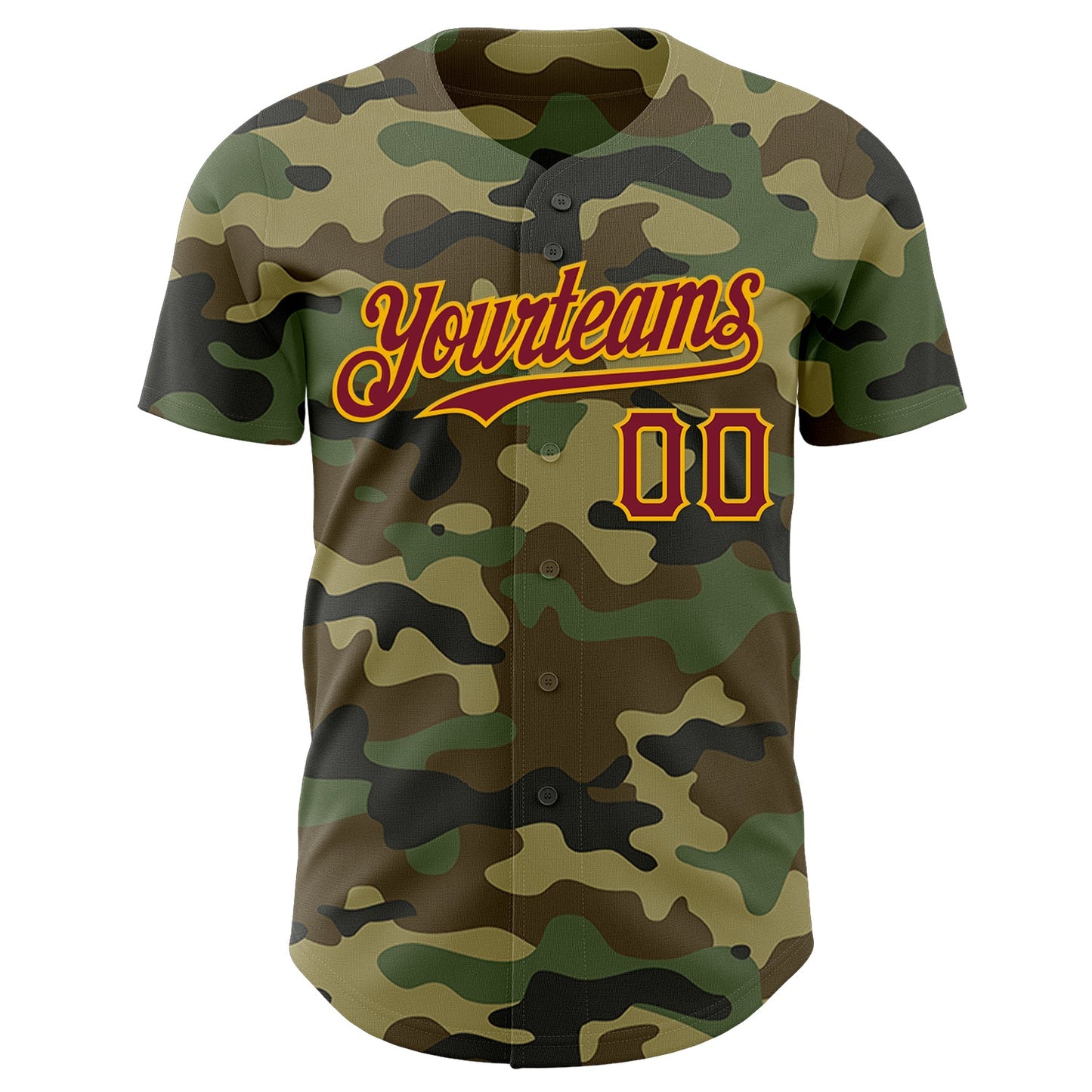Custom Camo Crimson-Gold Authentic Salute To Service Baseball Jersey view 2