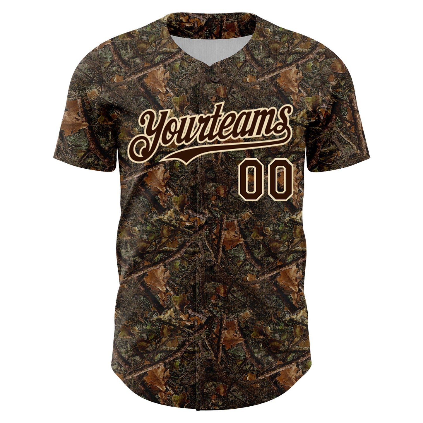 Custom Camo Brown-Cream 3D Woodland Camo Authentic Salute To Service Baseball Jersey view 2