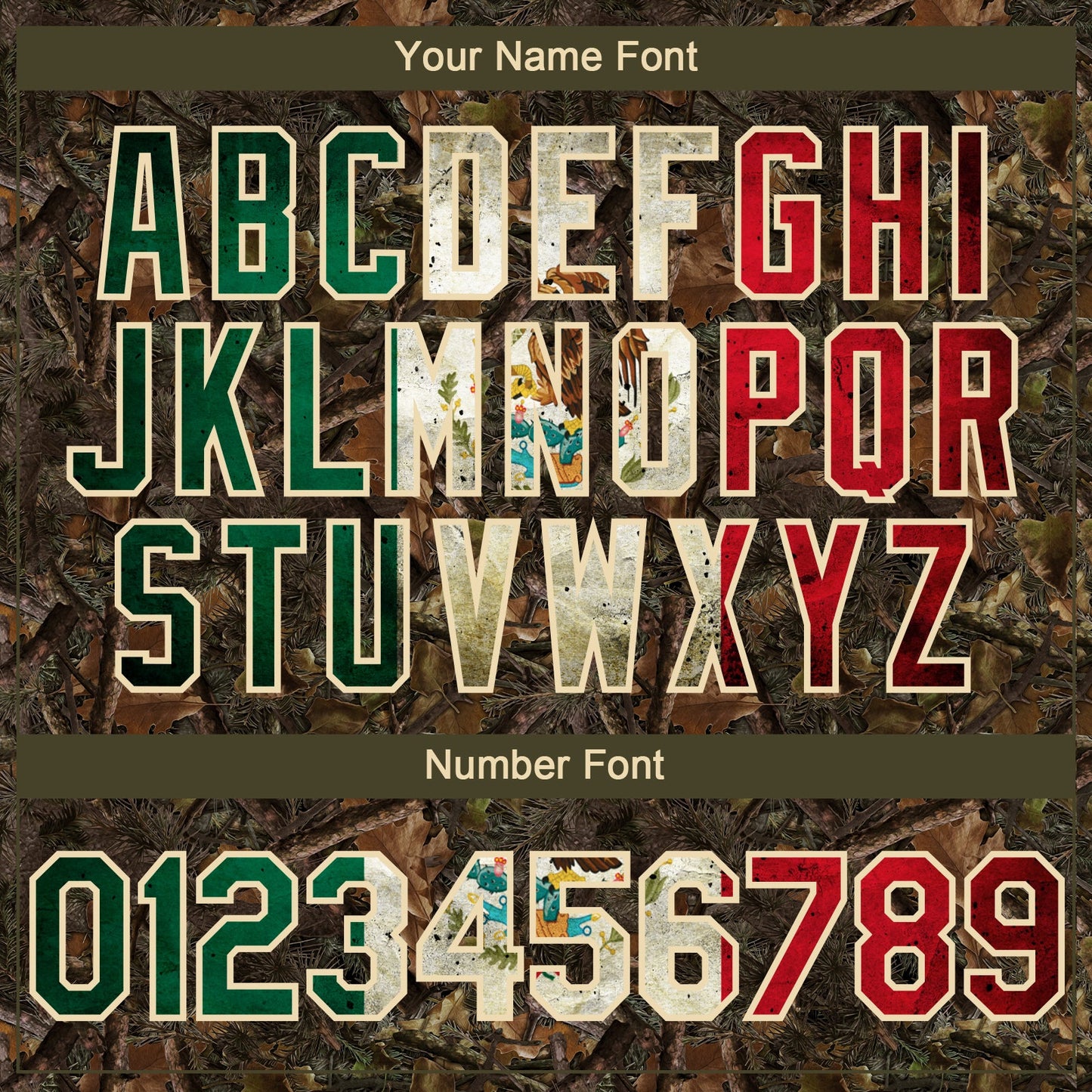 Custom Camo Vintage Mexican Flag-Cream 3D Woodland Camo Authentic Salute To Service Baseball Jersey view 5