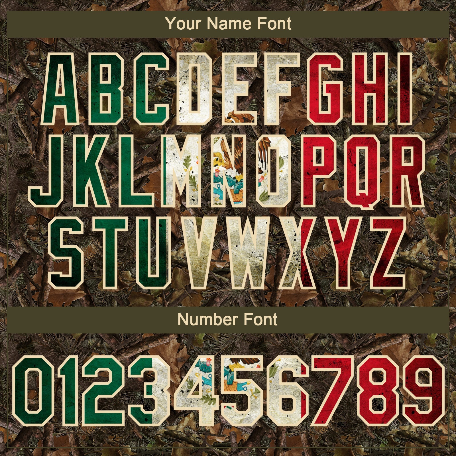 Custom Camo Vintage Mexican Flag-Cream 3D Woodland Camo Authentic Salute To Service Baseball Jersey view 5