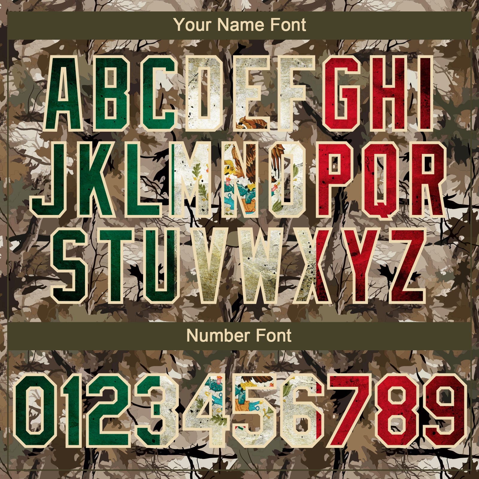 Custom Camo Vintage Mexican Flag-Cream 3D Woodland Camo Authentic Salute To Service Baseball Jersey view 5