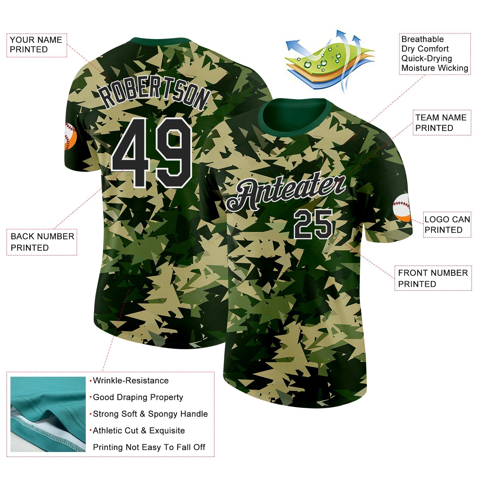 Custom Camo Black-White Geometric Fragment Camouflage Salute To Service Performance T-Shirt view 2