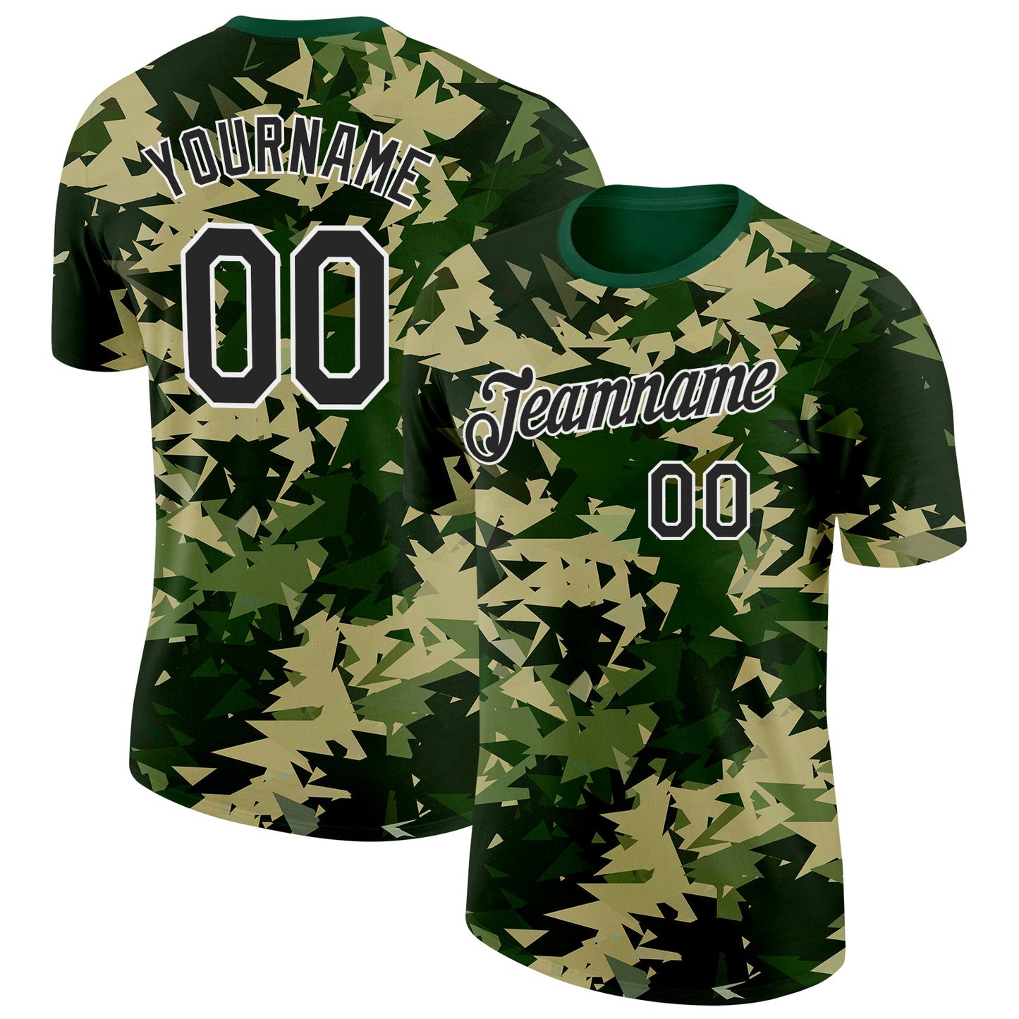 Custom Camo Black-White Geometric Fragment Camouflage Salute To Service Performance T-Shirt - Main View