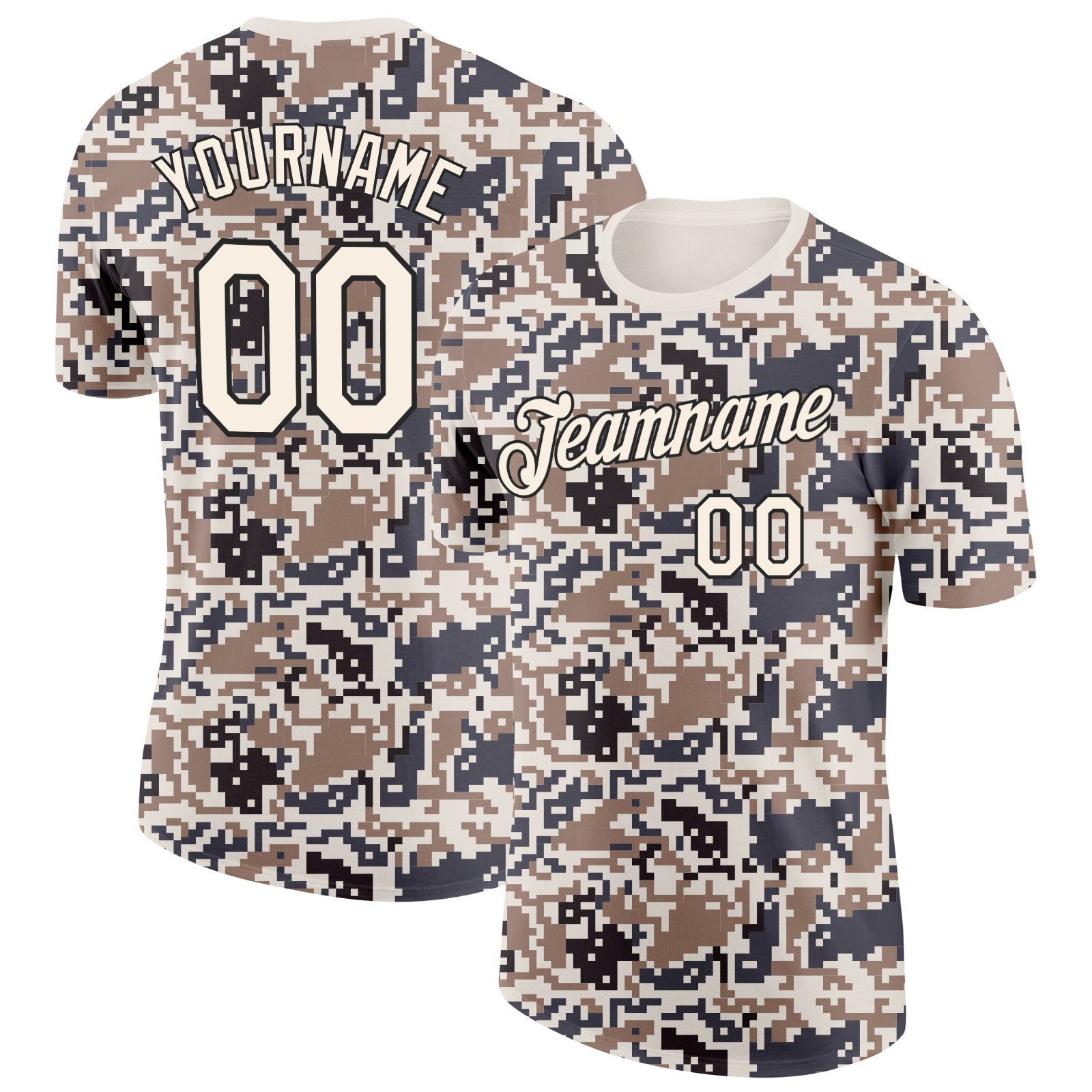 Custom Camo Cream-Black Urban Digital Camouflage Salute To Service Performance T-Shirt - Main View