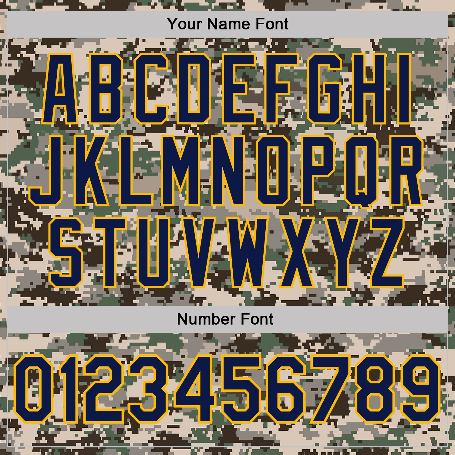 Custom Camo Navy-Gold Urban Digital Camouflage Pixel Salute To Service Performance T-Shirt view 4