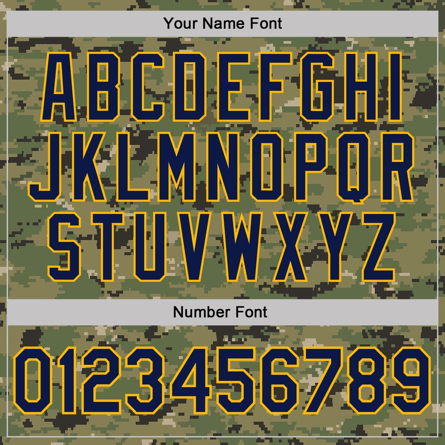 Custom Camo Navy-Gold Woodland Forest Digital Camouflage Pixel Salute To Service Performance T-Shirt view 4