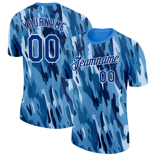 Custom Camo Royal-White Digital Camouflage Pixel Salute To Service Performance T-Shirt - Main View