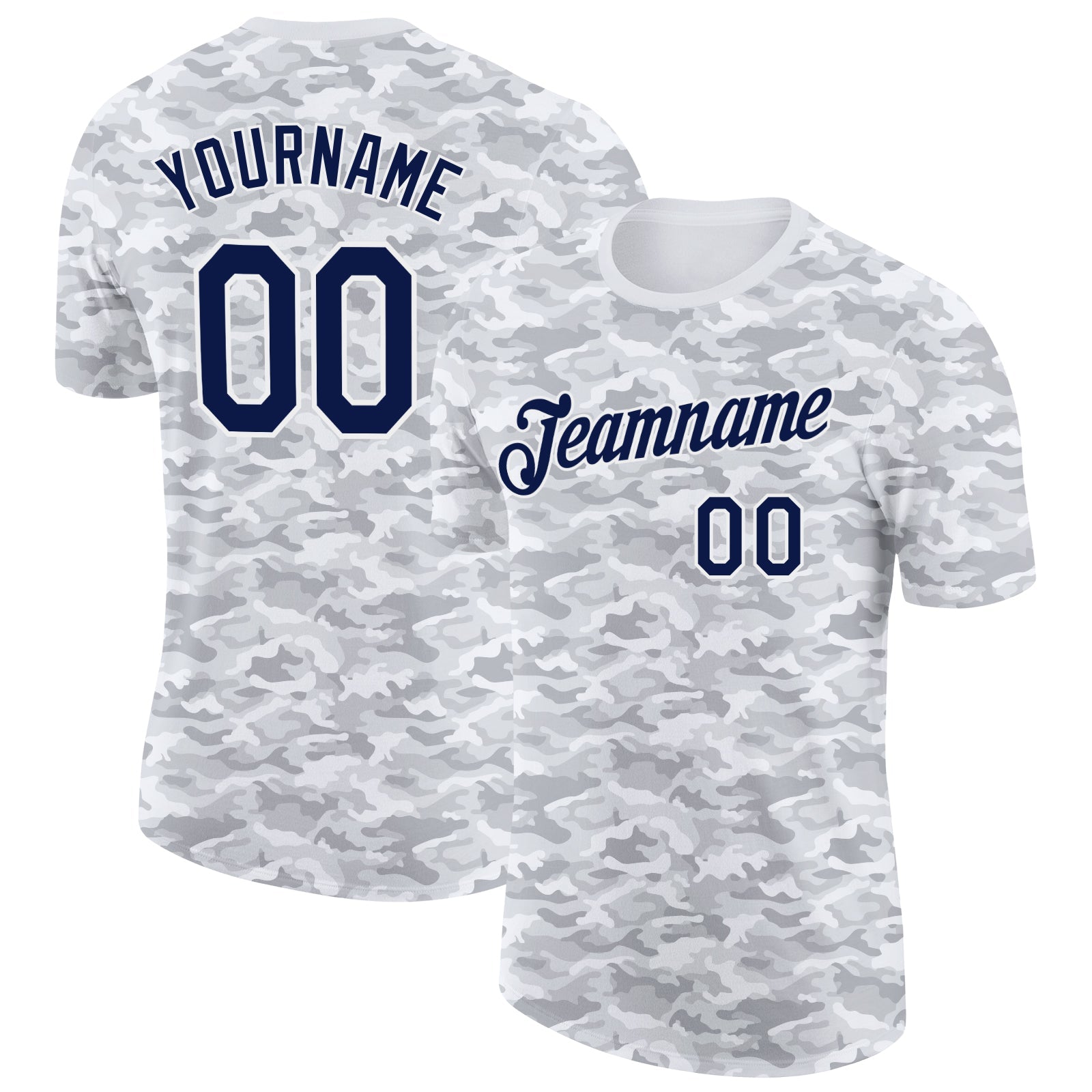 Custom Camo Navy-White Wave Digital Camouflage Pixel Salute To Service Performance T-Shirt - Main View