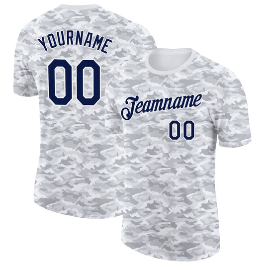 Custom Camo Navy-White Wave Digital Camouflage Pixel Salute To Service Performance T-Shirt - Main View