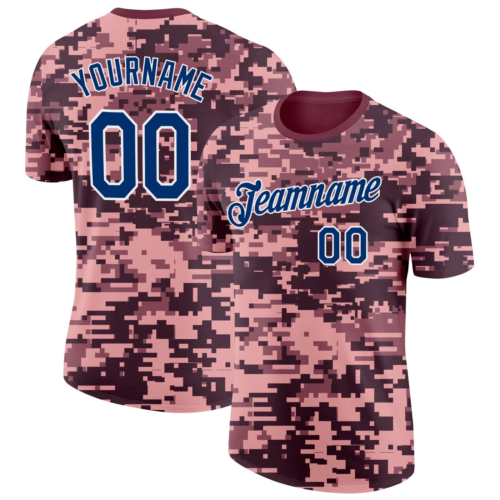 Custom Camo Navy-White Digital Camouflage Pixel Salute To Service Performance T-Shirt - Main View