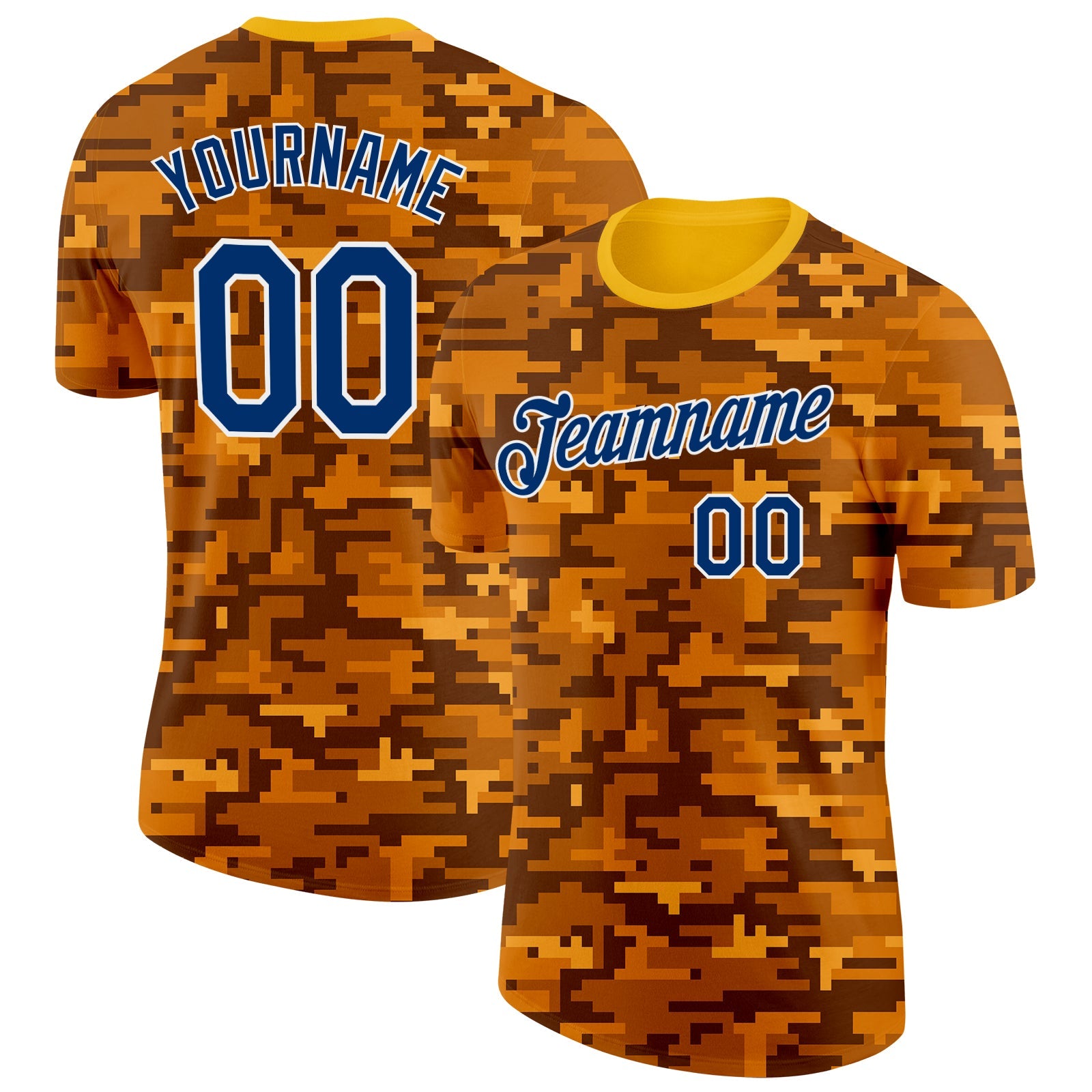 Custom Camo Royal-White Digital Camouflage Pixel Salute To Service Performance T-Shirt - Main View