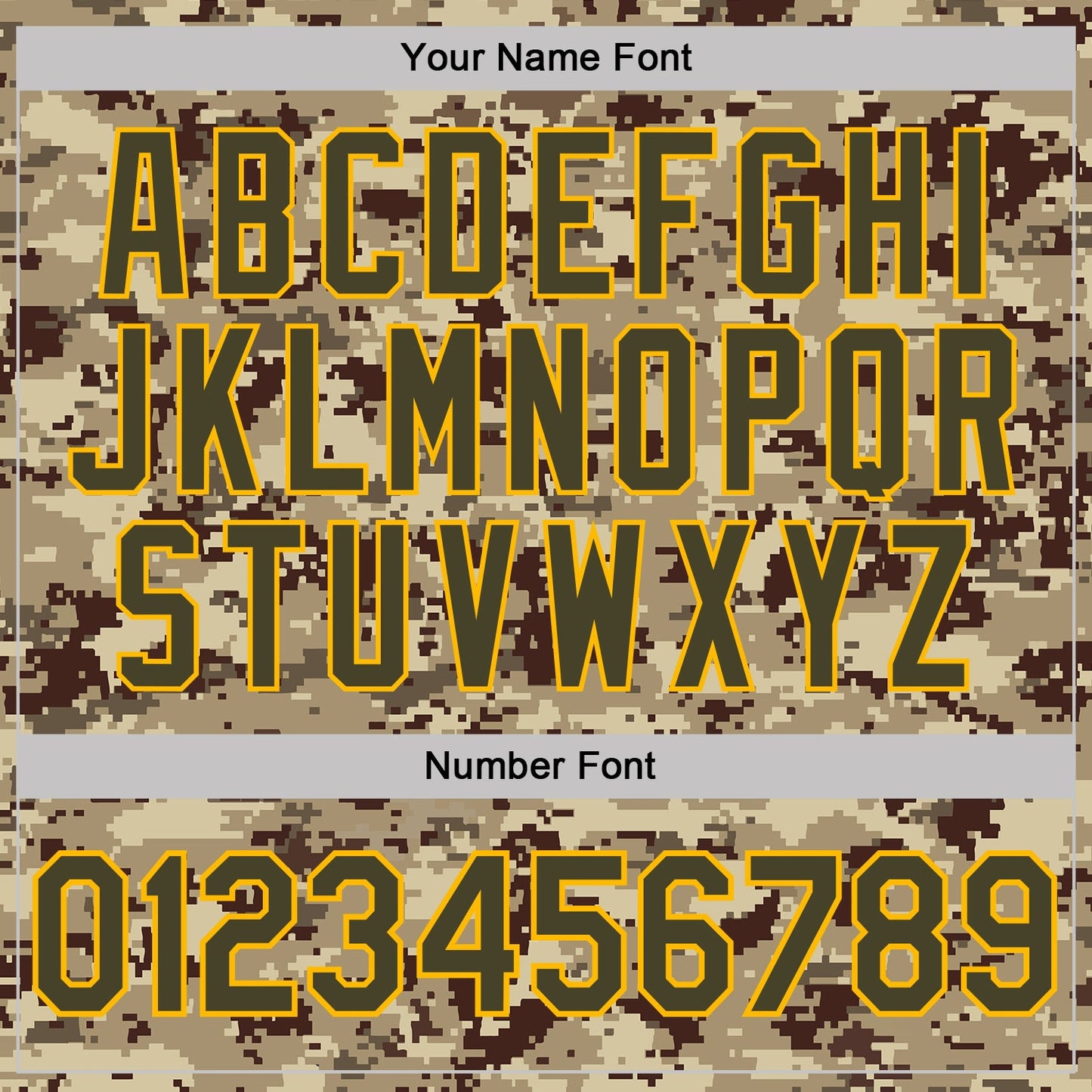 Custom Camo Olive-Gold Desert Digital Camouflage Pixel Salute To Service Performance T-Shirt view 4