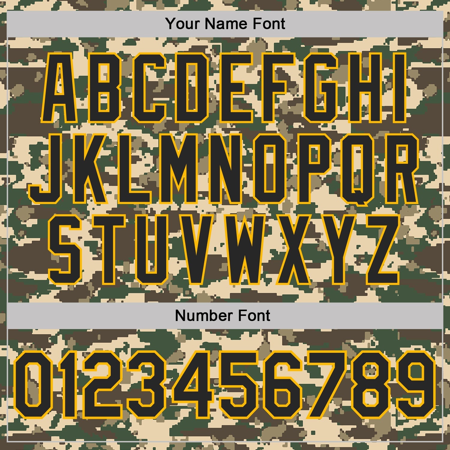 Custom Camo Black-Gold Woodland Forest Digital Camouflage Pixel Salute To Service Performance T-Shirt view 4