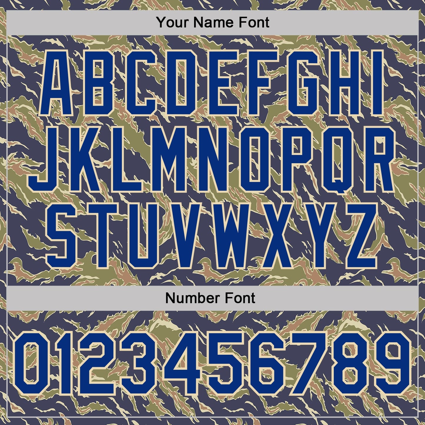 Custom Camo Royal-Cream Tiger Stripe Camouflage Salute To Service Performance T-Shirt view 4