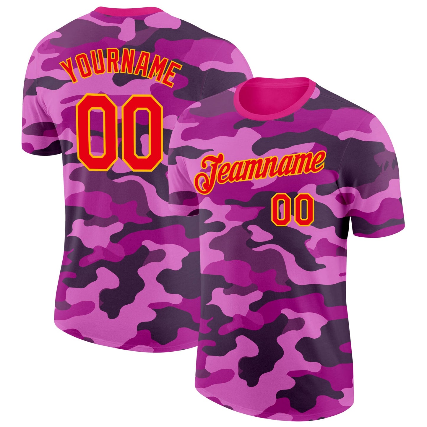 Custom Camo Fire Red-Gold Wave Camouflage Salute To Service Performance T-Shirt - Main View
