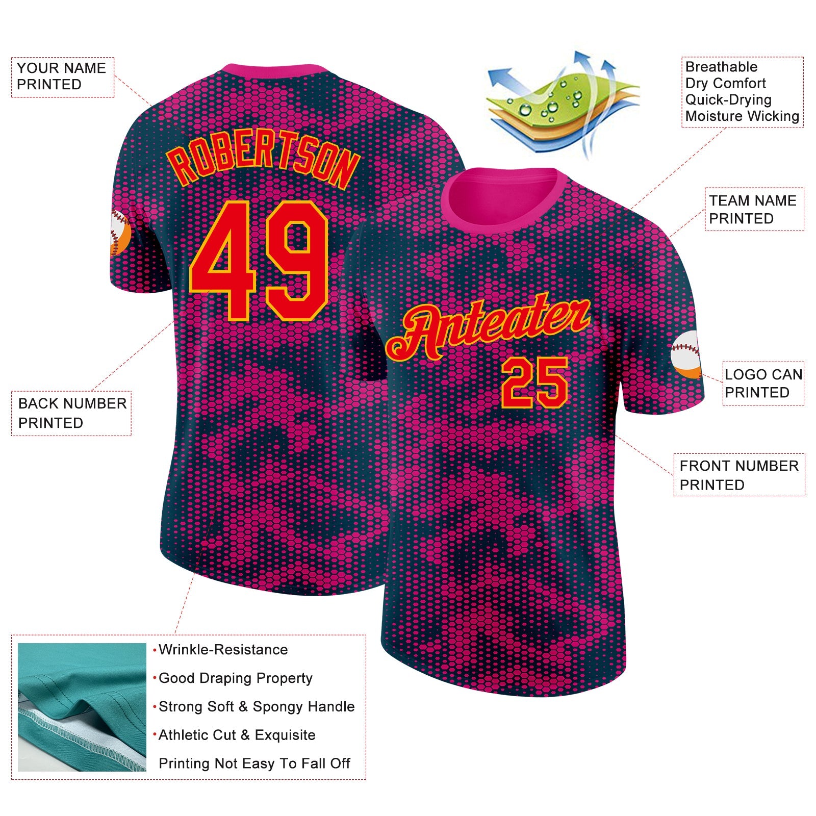 Custom Camo Fire Red-Gold Dot Camouflage Salute To Service Performance T-Shirt view 2