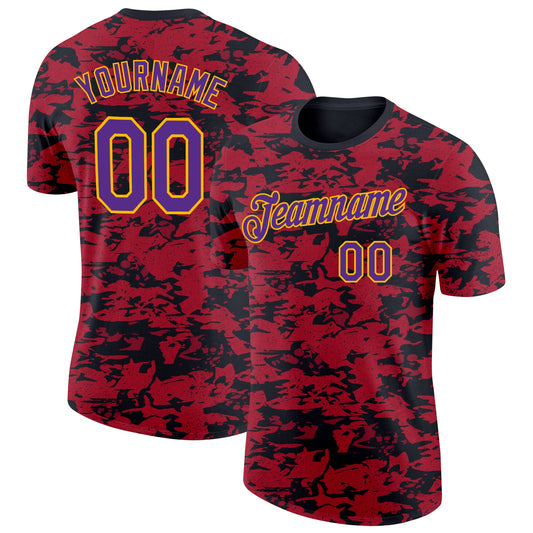 Custom Camo Purple-Gold Digital Camouflage Salute To Service Performance T-Shirt - Main View